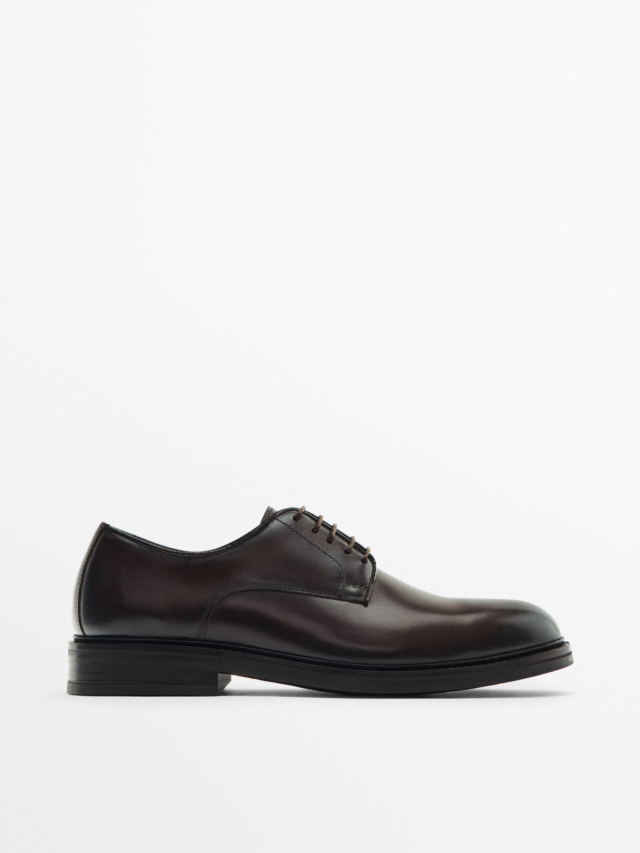 Massimo Dutti Leather Derby Shoes In Brown