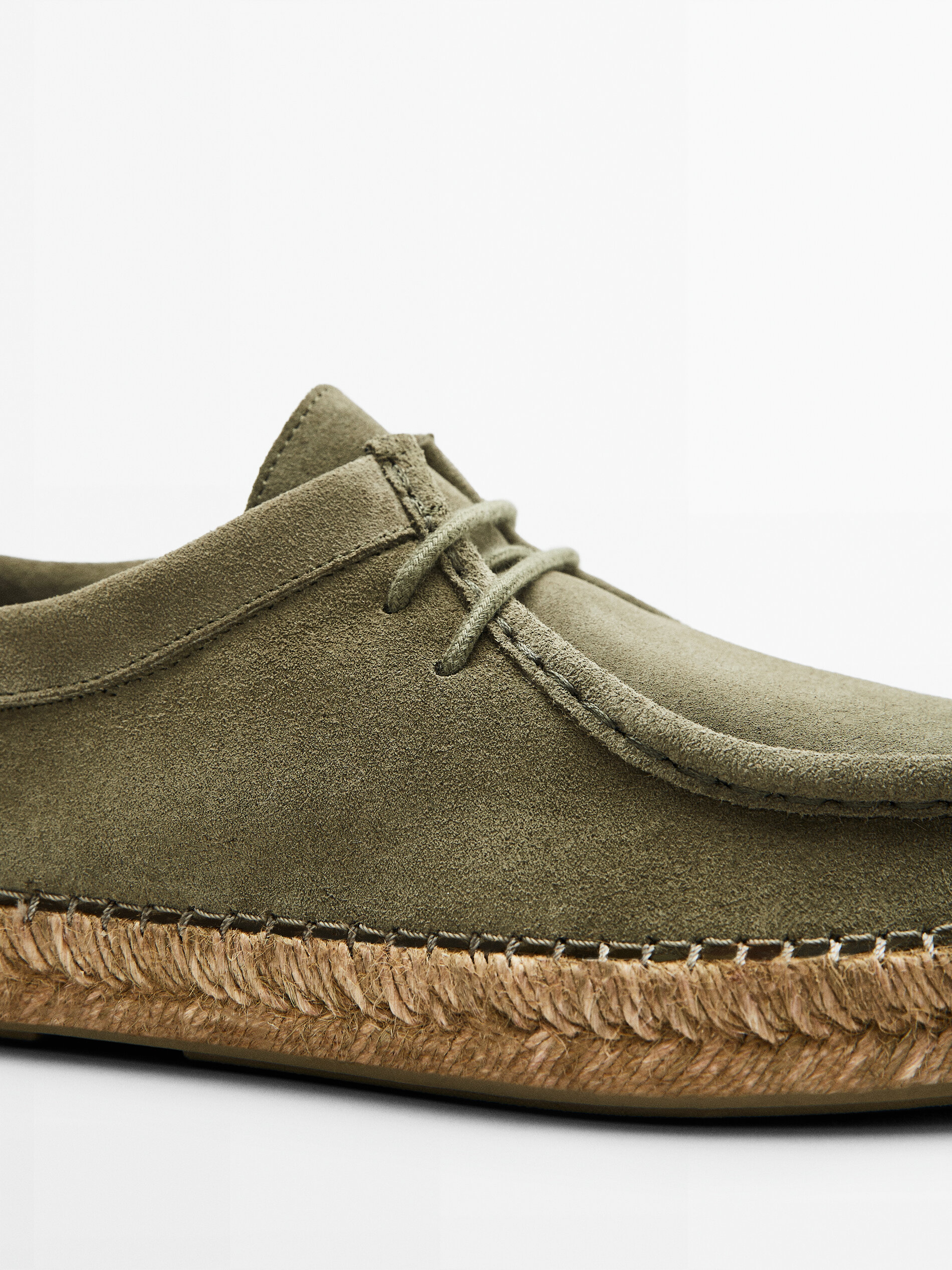 Massimo Dutti Green Split Suede Jute Shoes Big Apple Buddy