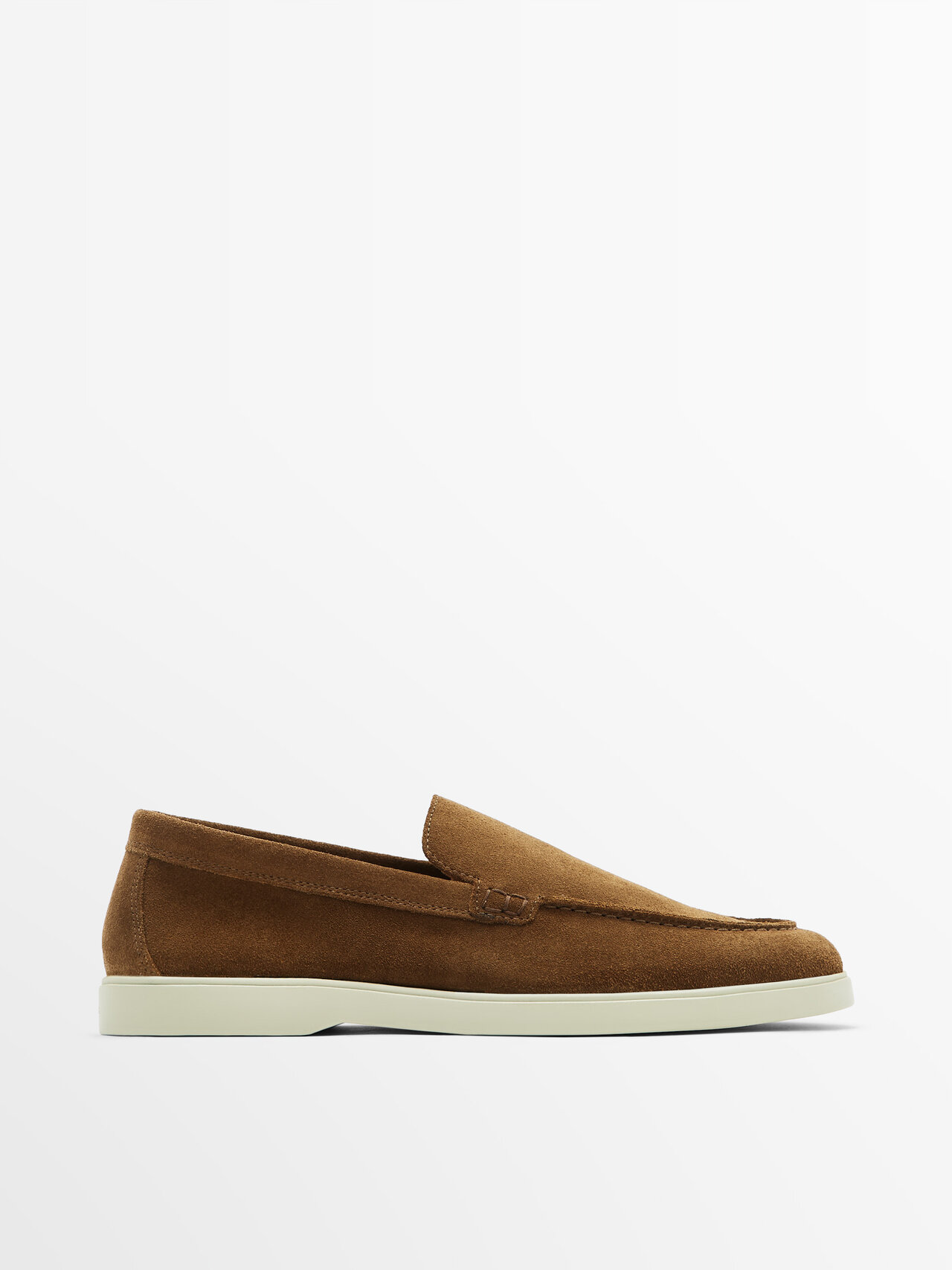 Massimo Dutti Tan Split Suede Loafers In Brown