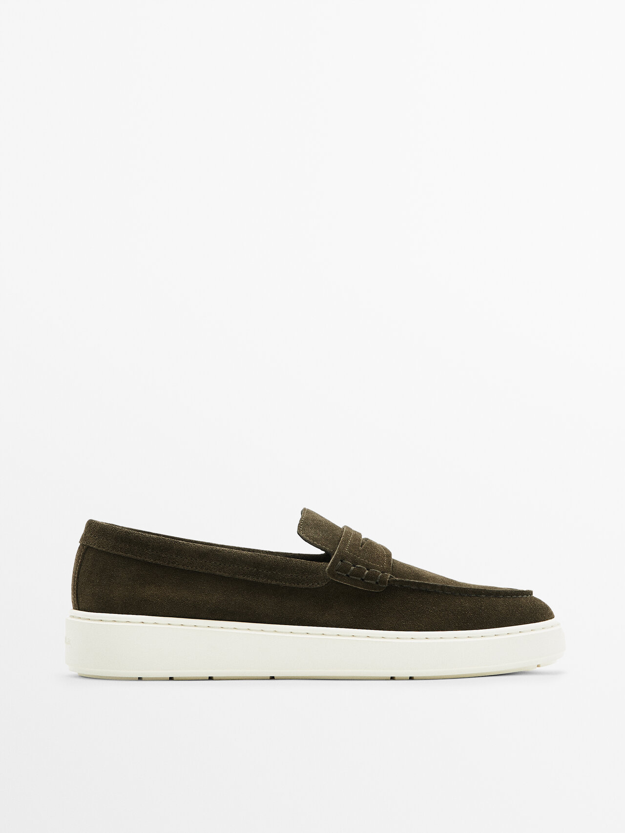 MASSIMO DUTTI SOFT SPLIT SUEDE LOAFERS WITH PENNY STRAP