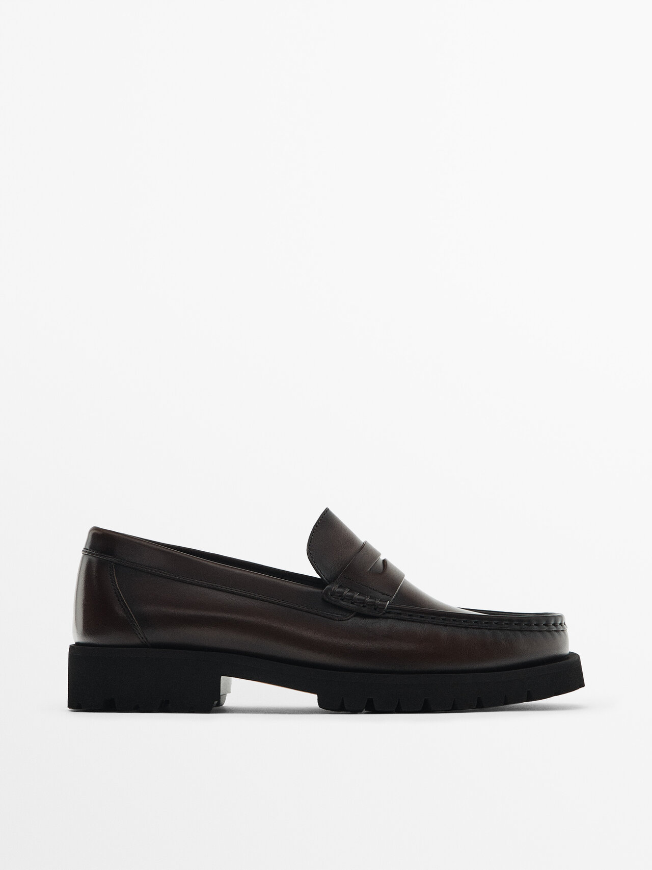 Massimo Dutti Brushed Nappa Leather Loafers - Studio In Brown