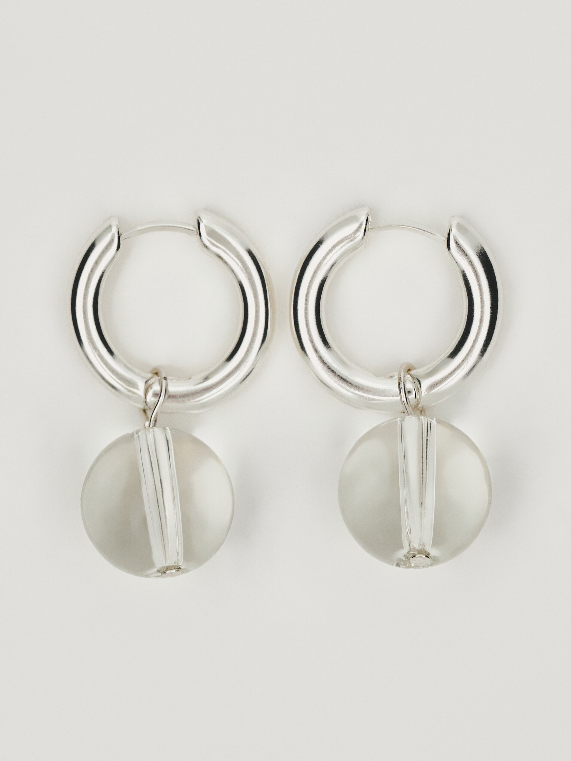 Earrings with crystal ball detail · Silver · Accessories Massimo Dutti