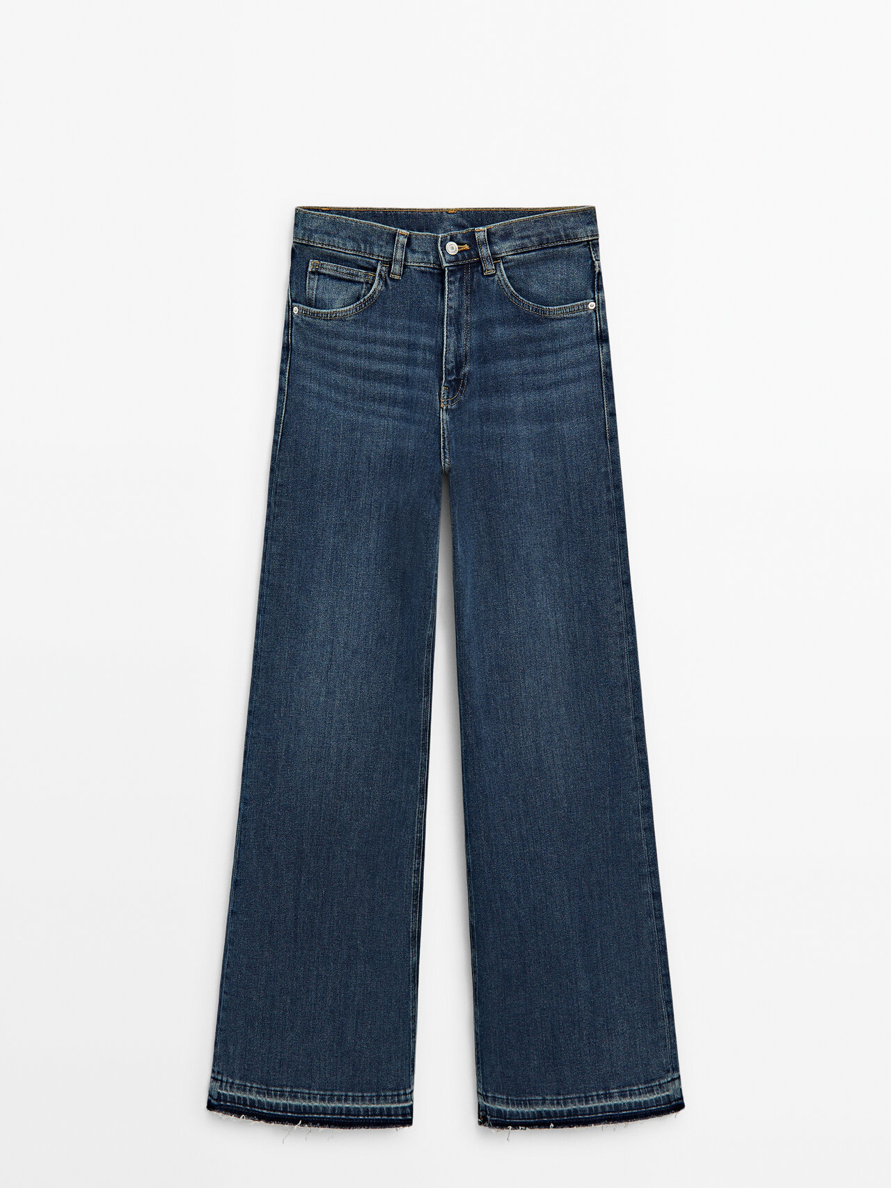 Shop Massimo Dutti Jeans-schlaghose Mit Hohem Bund In Hellblau