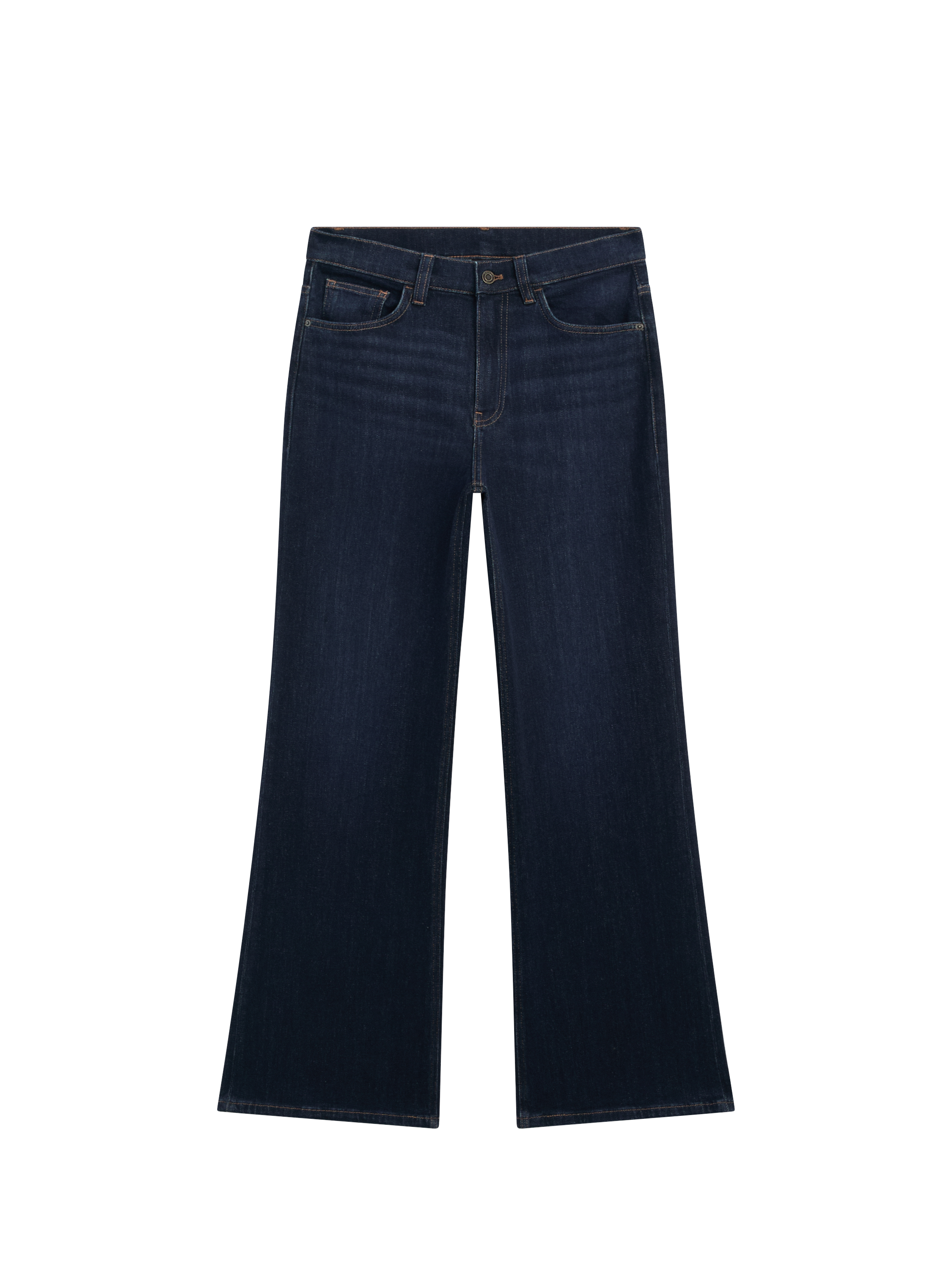 High rise flare fit cotton blend jeans_7