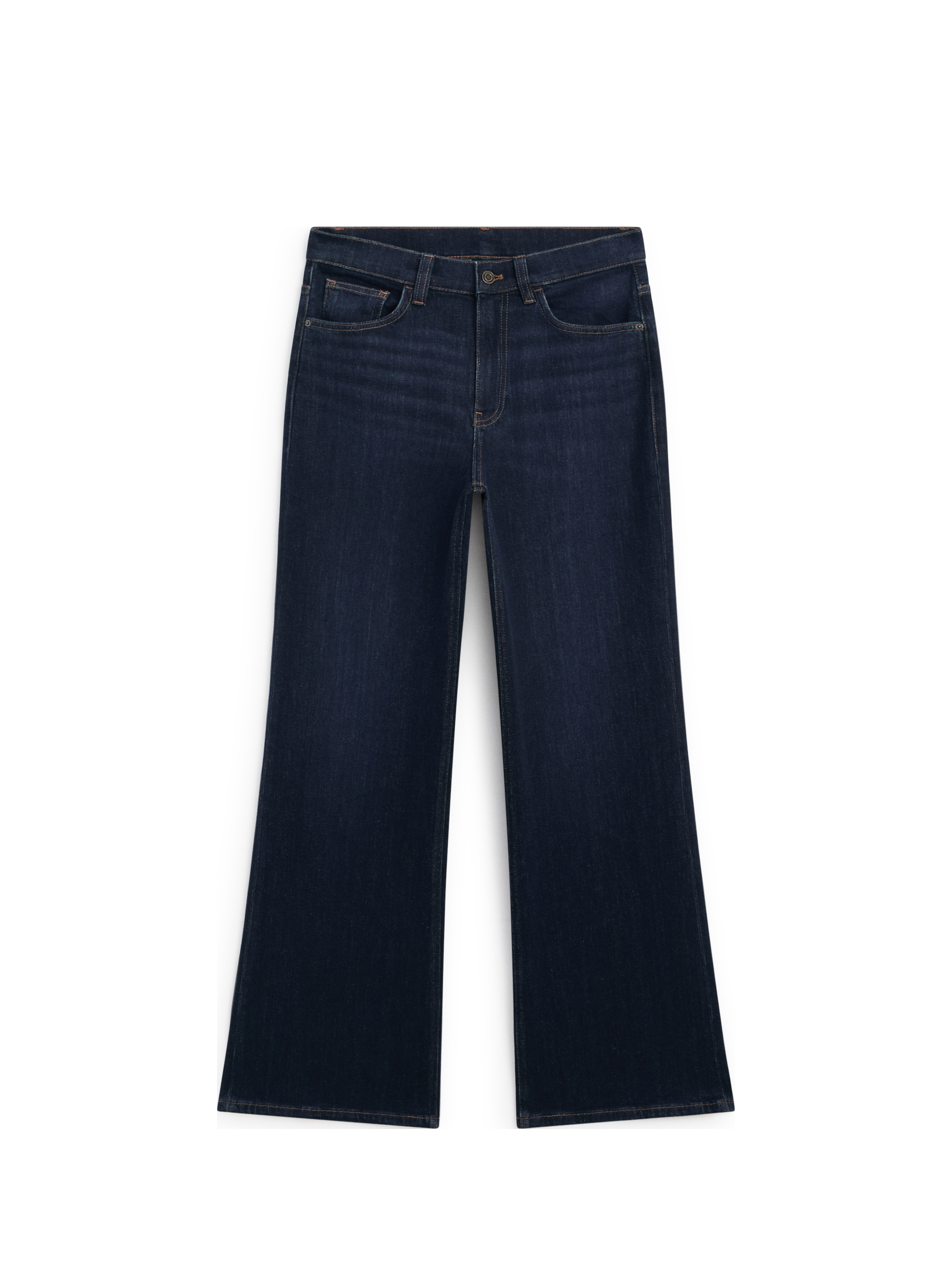 High rise flare fit cotton blend jeans_9