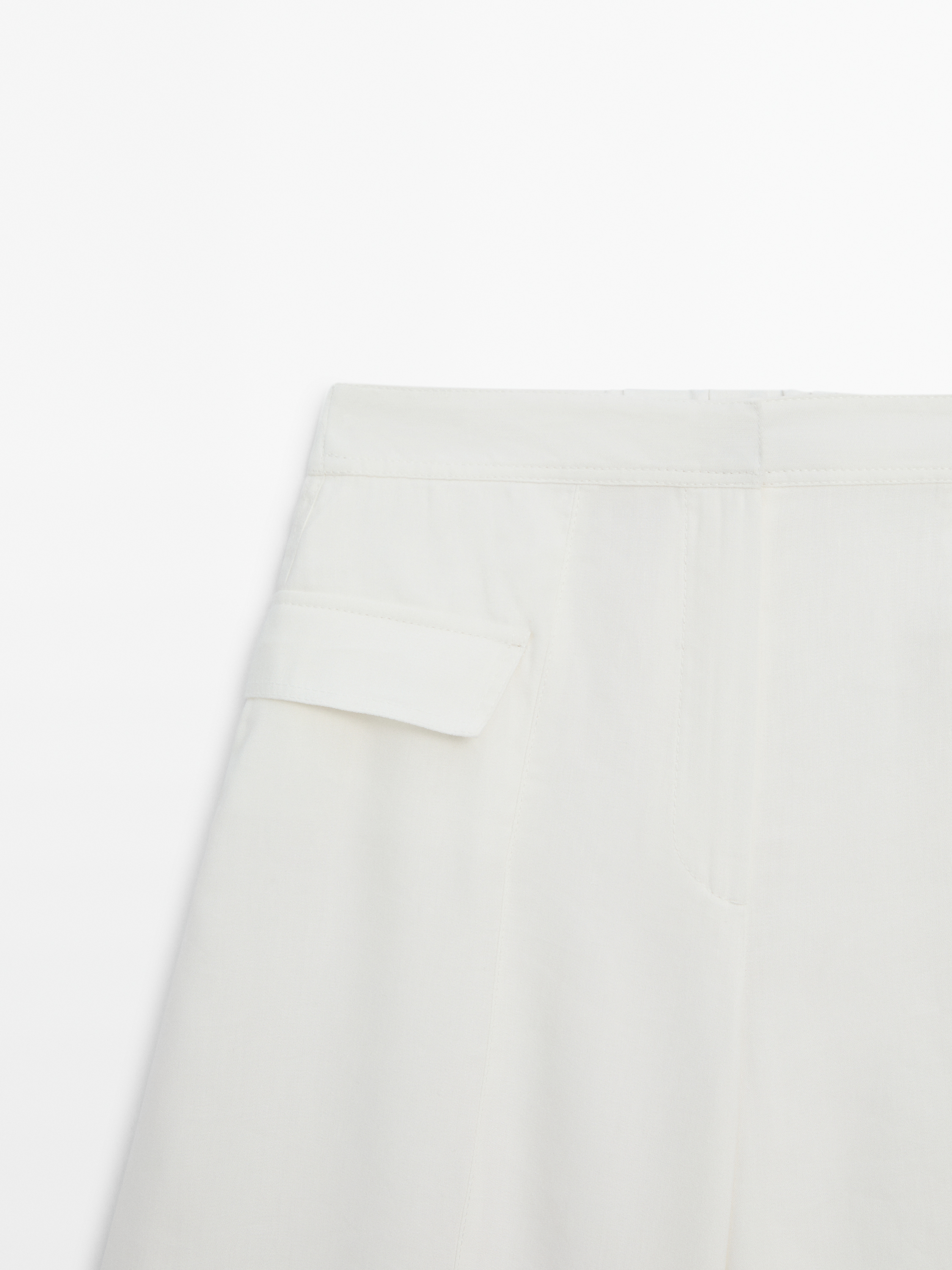 Cepli keten karışımlı culotte pantolon_4