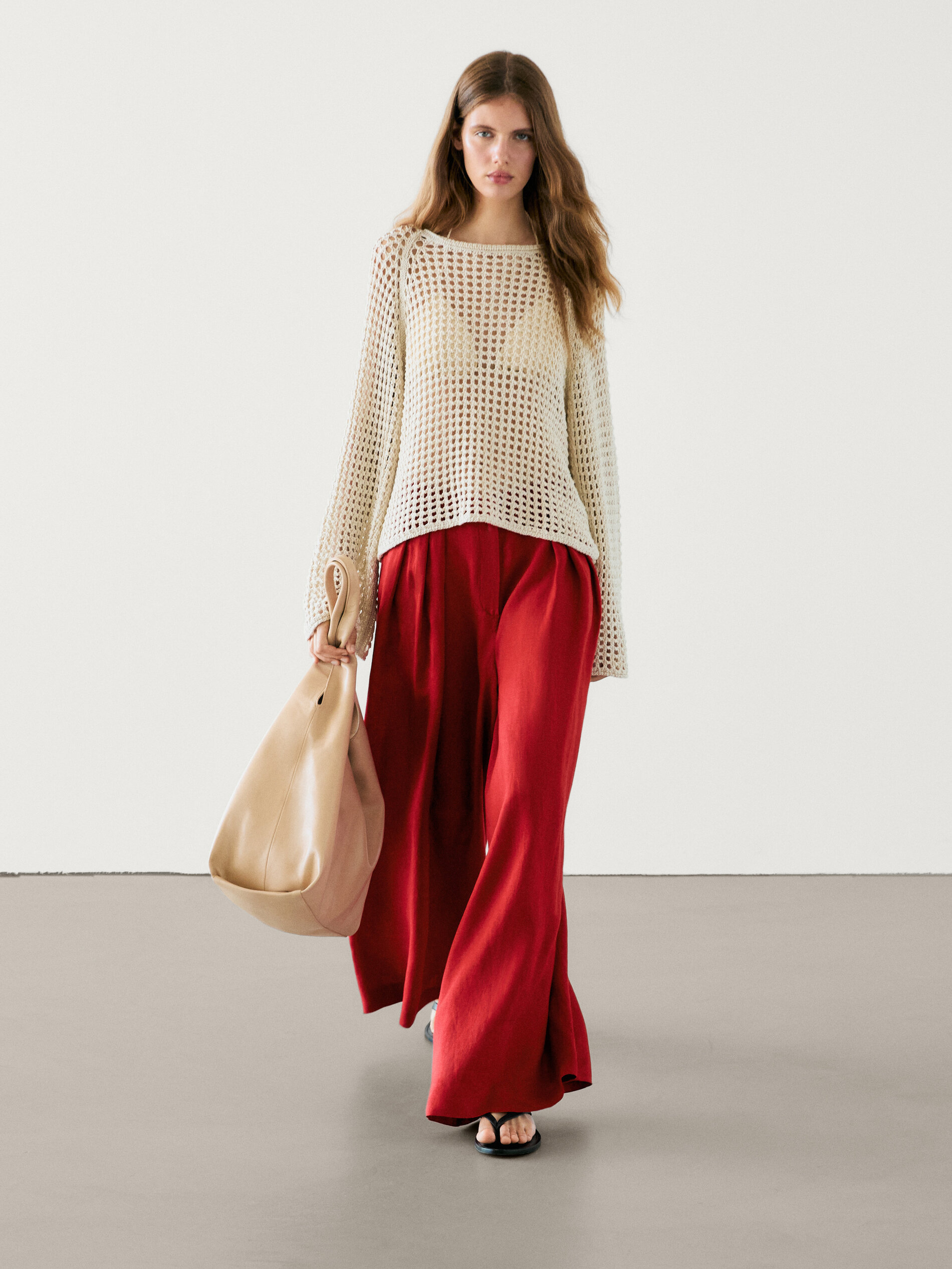 Pantal n Flare Detalle Pliegues Rojo Vestir Massimo Dutti pantal-n-flare-detalle-pliegues-rojo-vestir-massimo-dutti