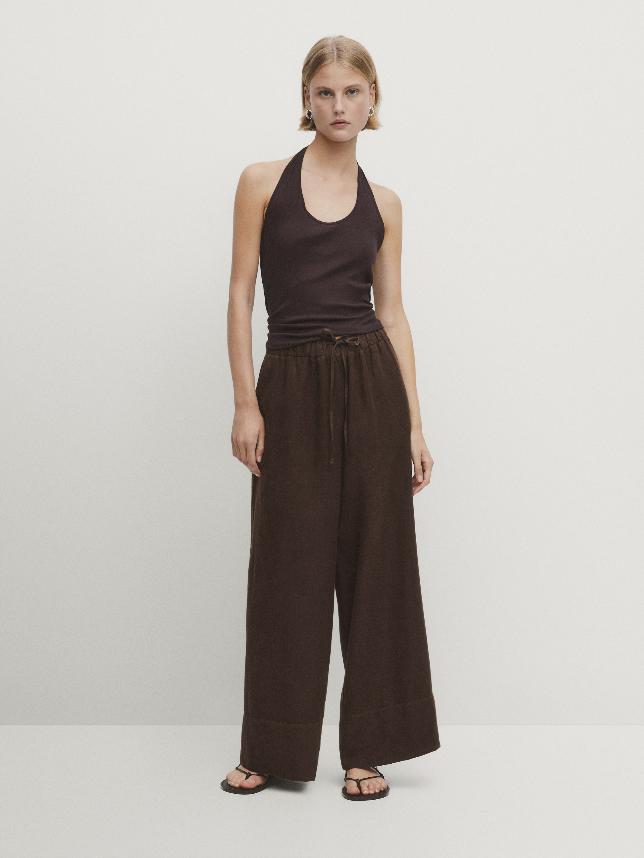 Keten palazzo jogger pantolon_8