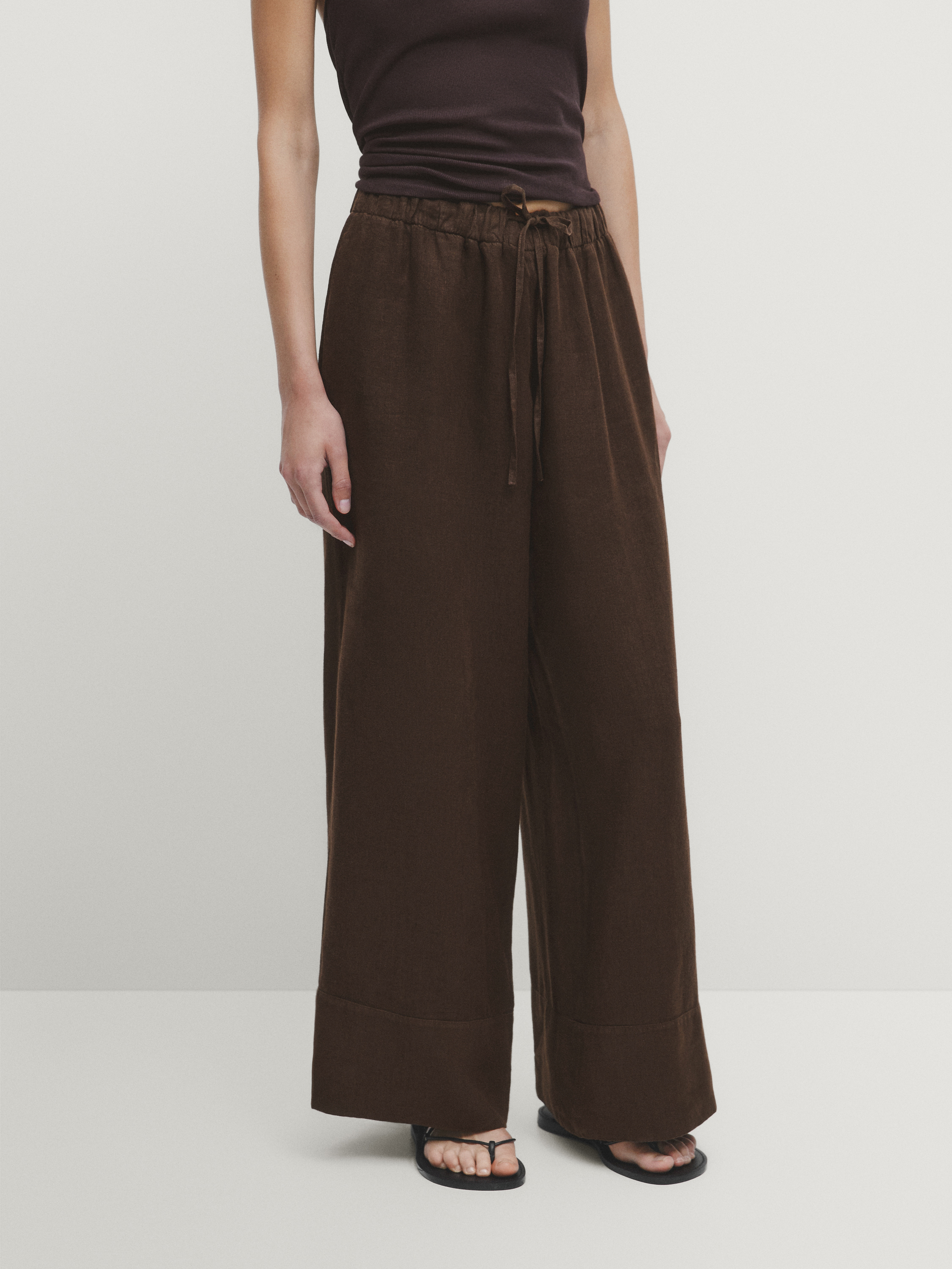 Keten palazzo jogger pantolon_9