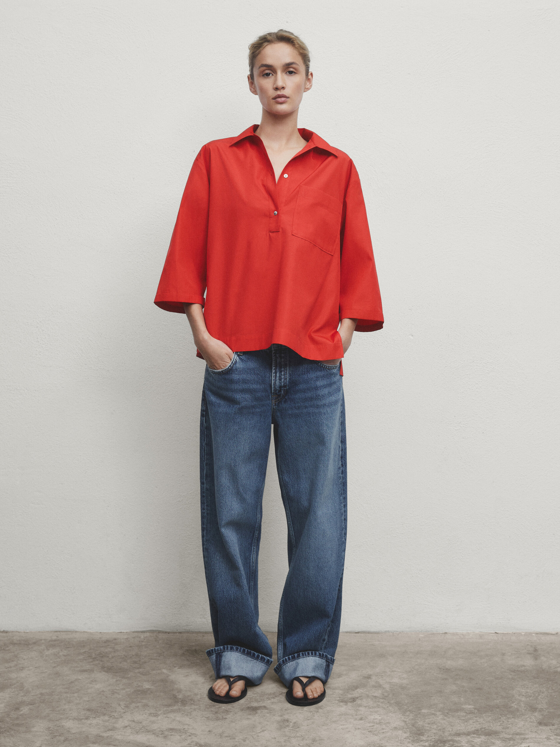 Polo collar shirt · Red · Shirts | Massimo Dutti