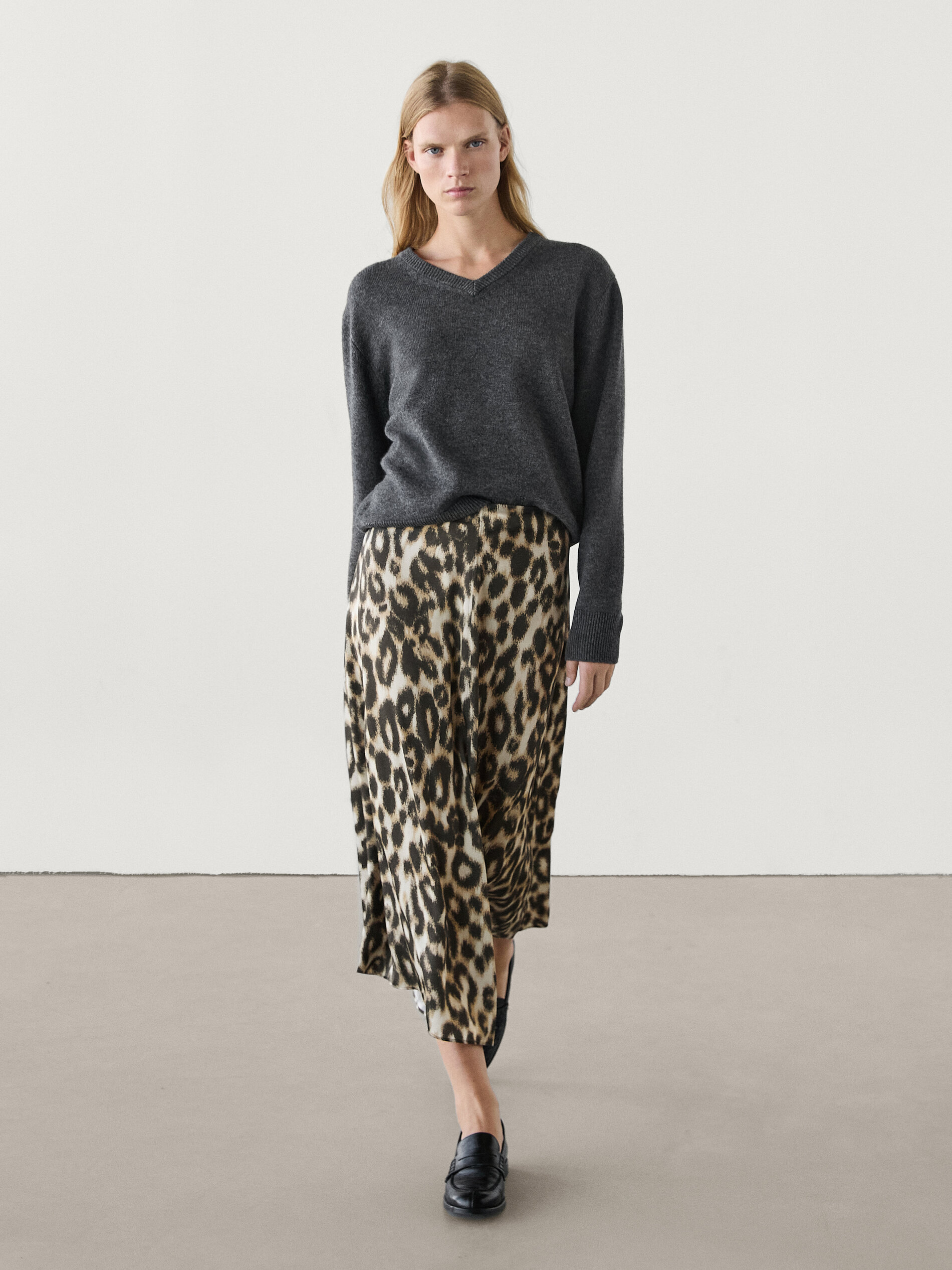 Long animal print coord skirt · Ochre · Smart / Skirts Massimo Dutti