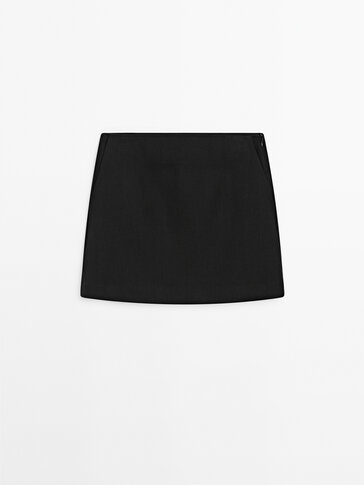 100% linen mini skirt with pockets · Black · Smart / Skirts