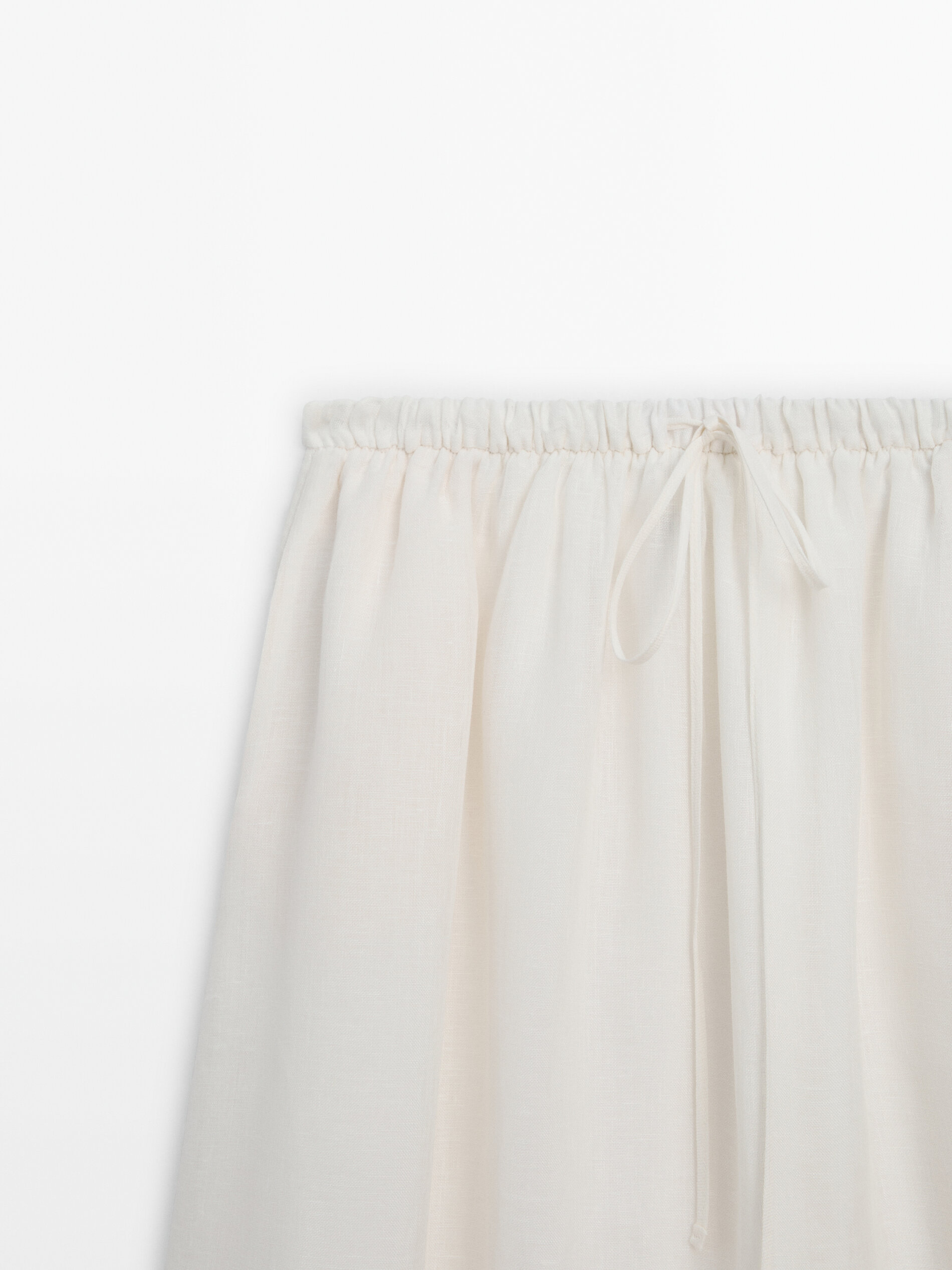 Falda 100% lino cintura cordón