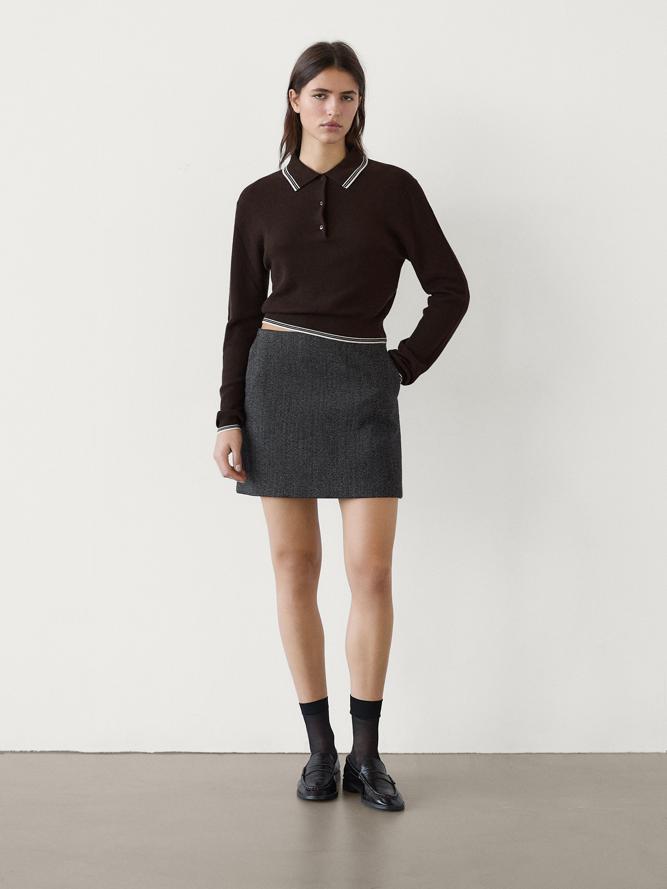 Contrast polo neck knitted jumper_8