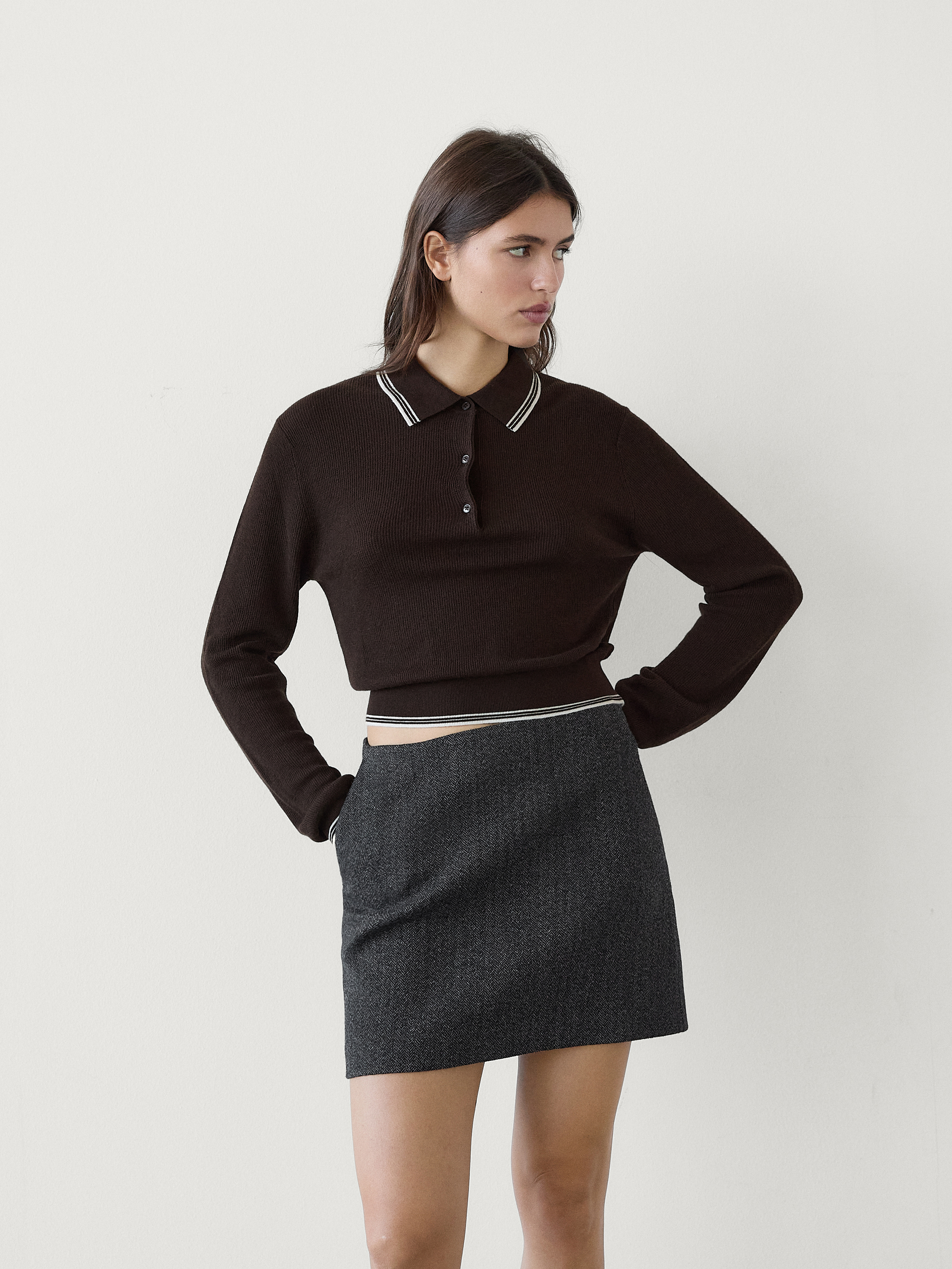 Contrast polo neck knitted jumper_12