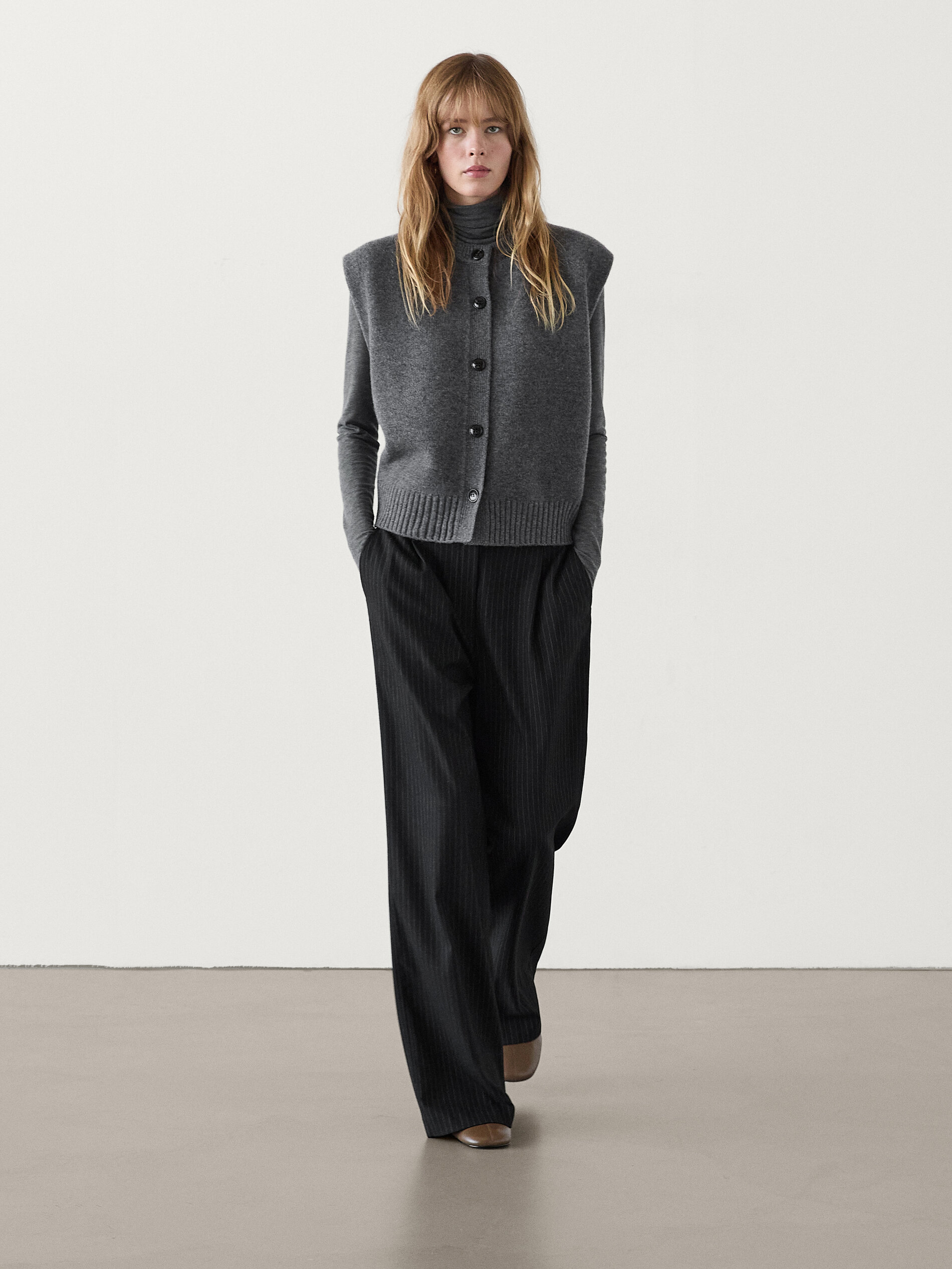 MASSIMO DUTTI STRICK-WESTE AUS 100 % WOLLE