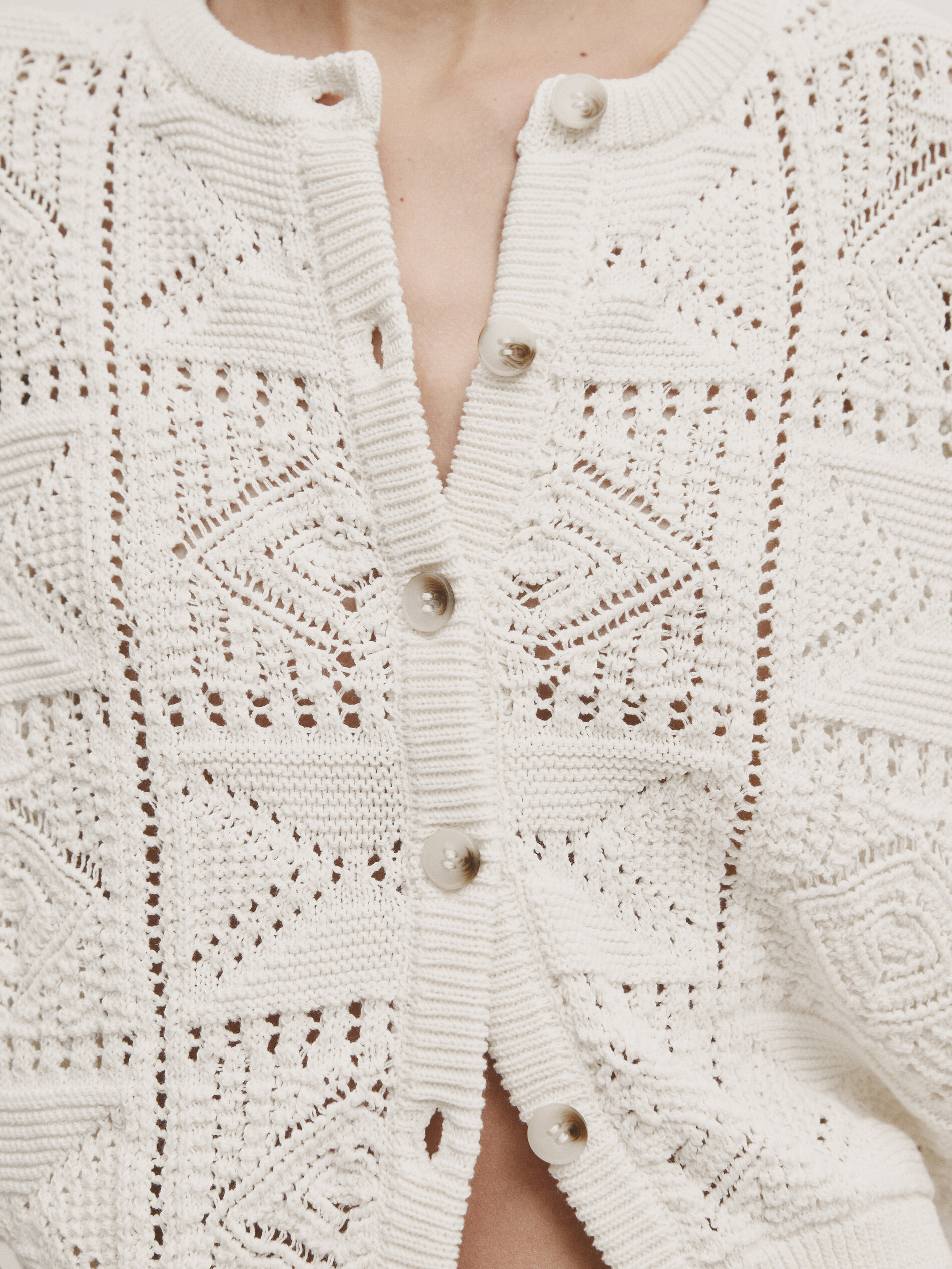 Short sleeve open-knit cardigan