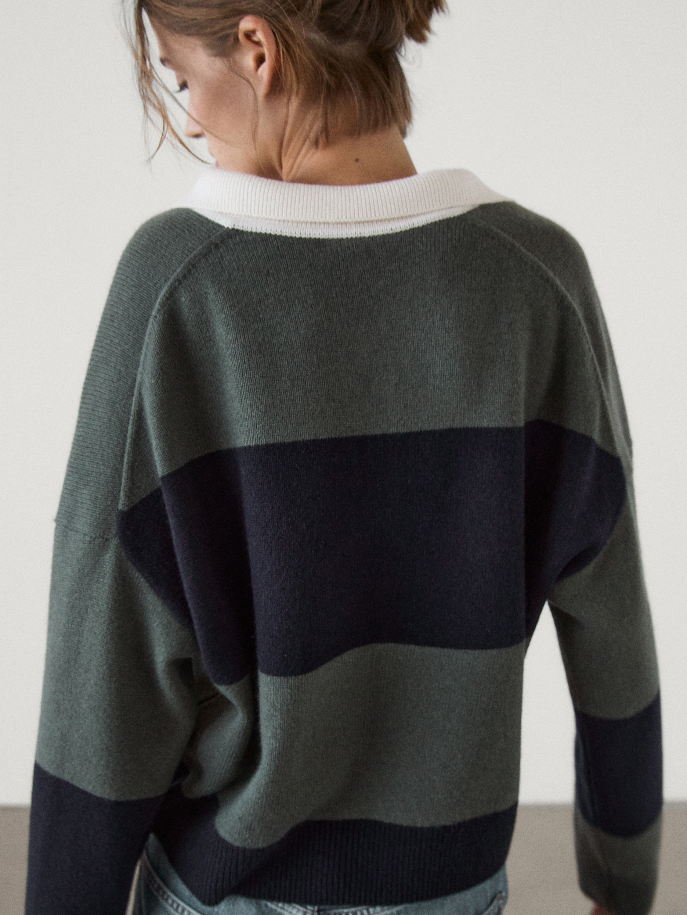 Striped knitted sweater polo neck_24