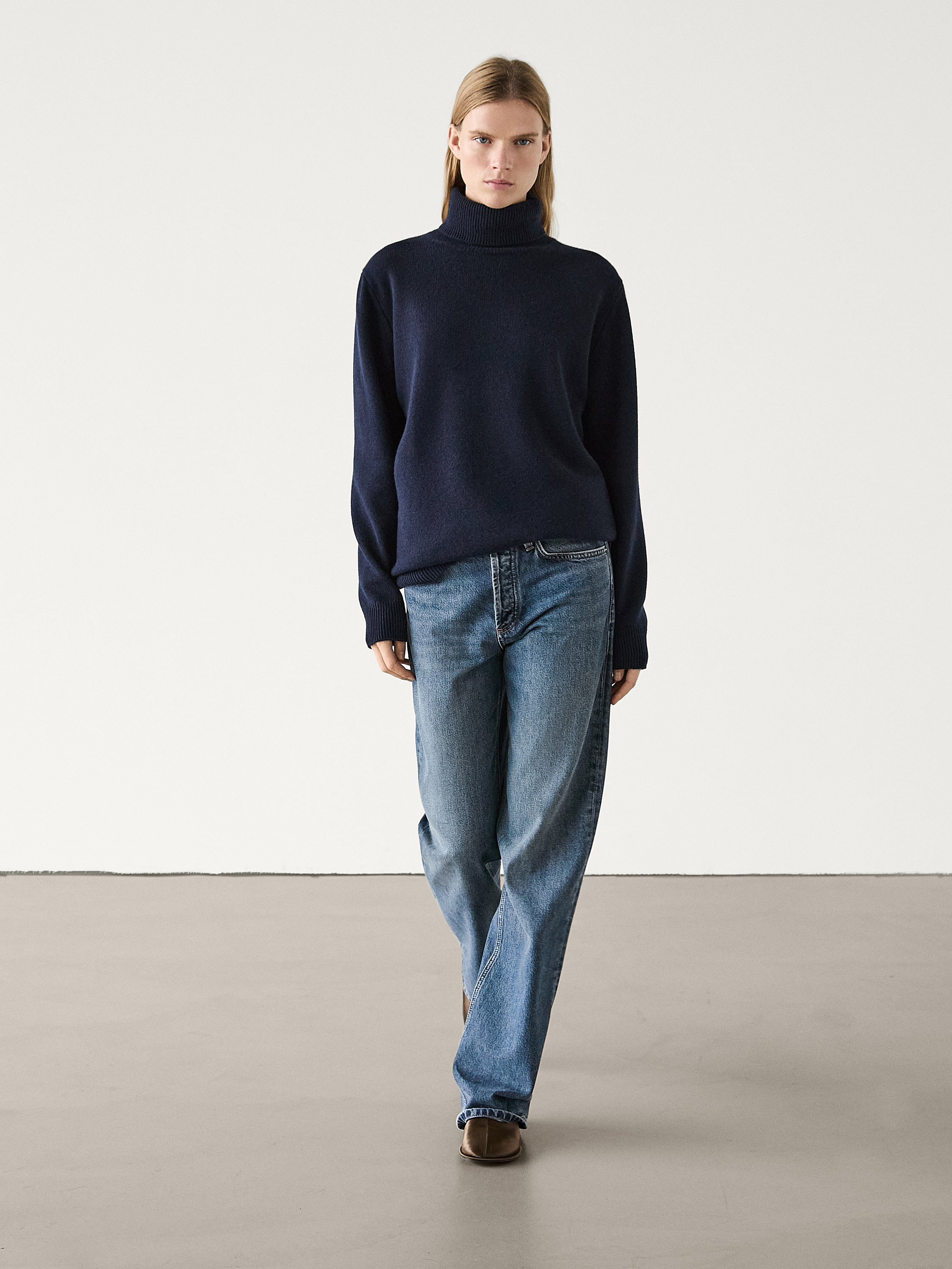 Knitted jumper wool blend turtleneck