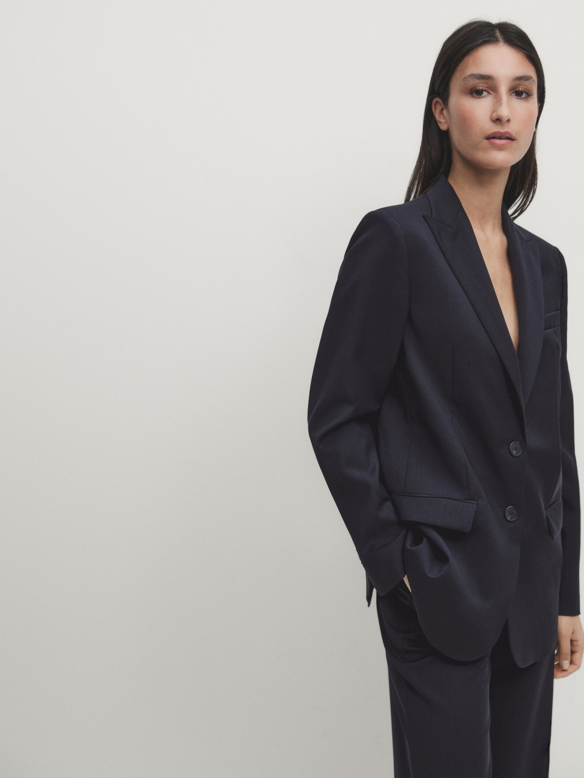 100% cool wool suit blazer · Navy Blue, Black · Dressy | Massimo Dutti