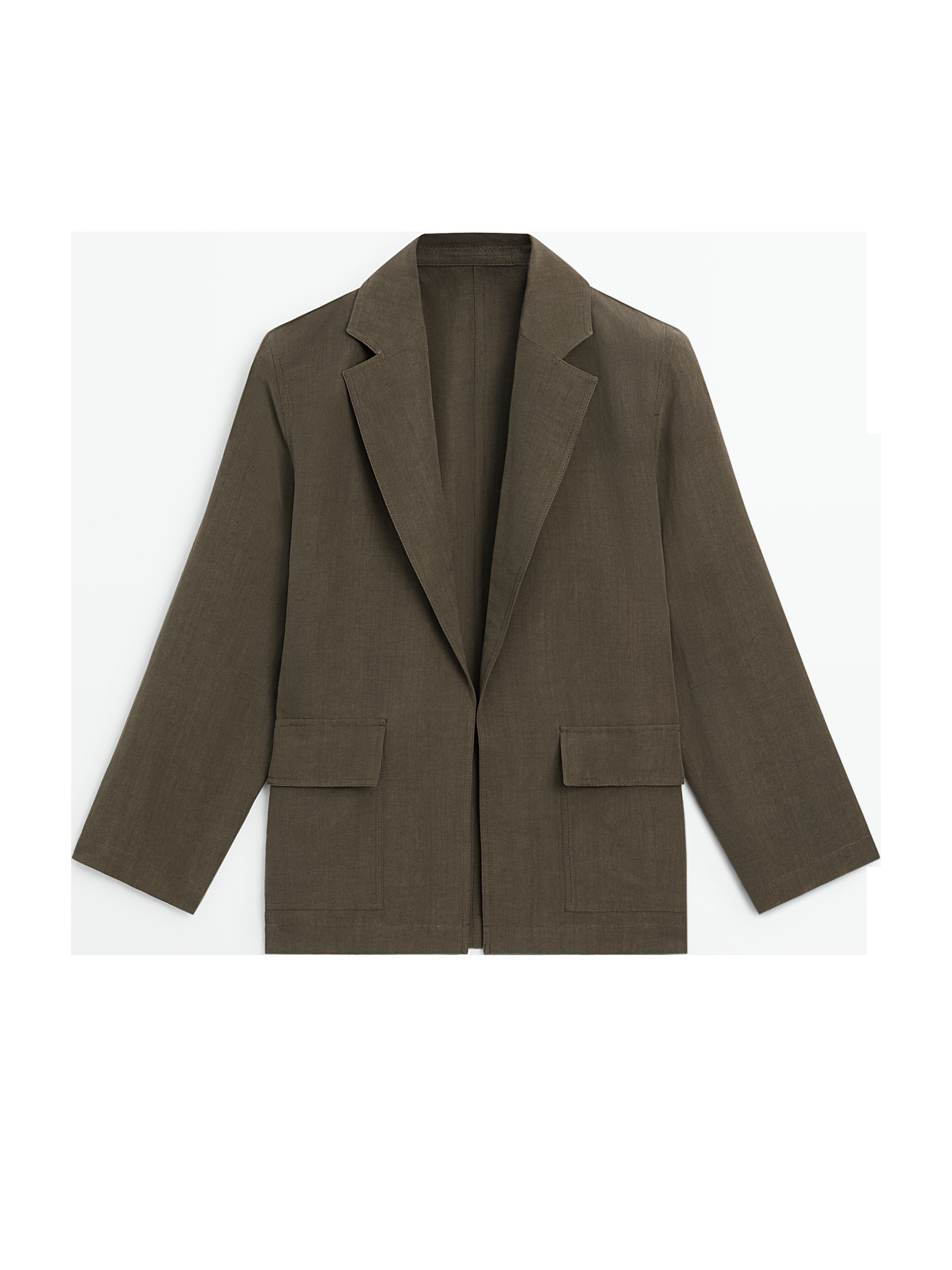 Dökümlü keten karışımlı takım blazer_10