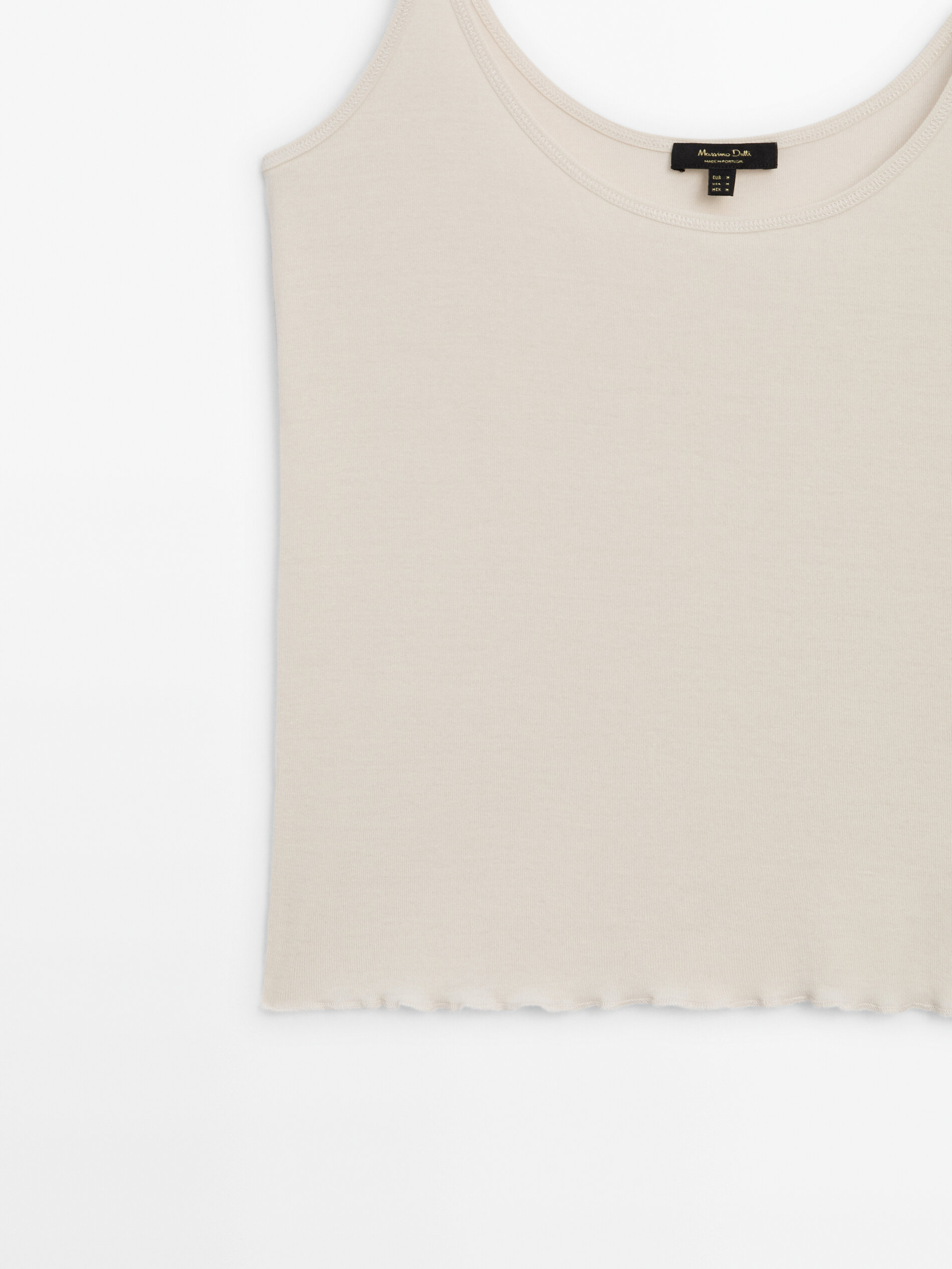Camiseta tirantes algodón bajo fruncido