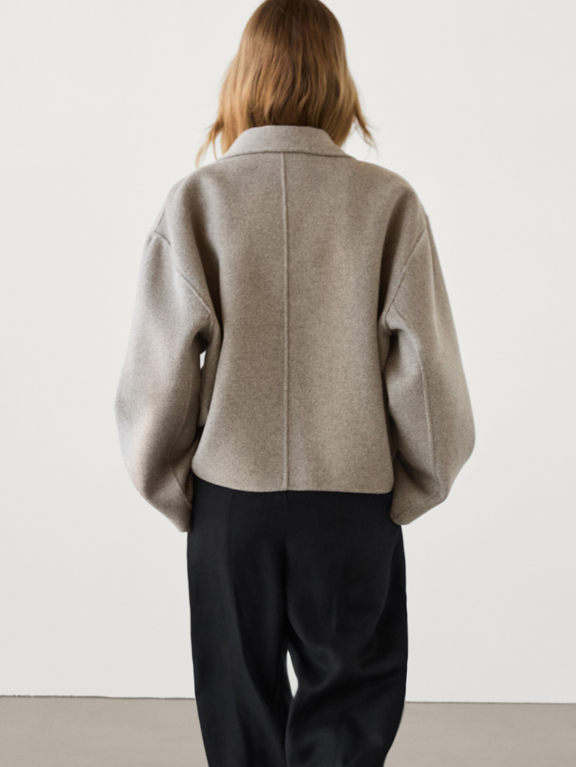Short wool blend coat with seams · Grey · Coats And Jackets 