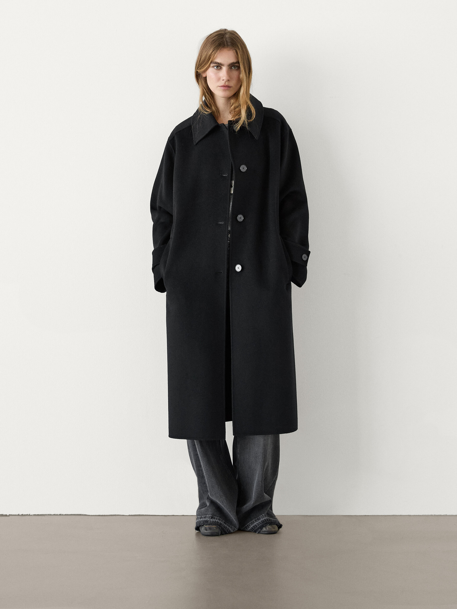 thumbnail image 2 of Teen Boys Wool-Blend Trench Coat - Long Peacoat Style Winter Jacket With Pockets, Gray 2 of 9