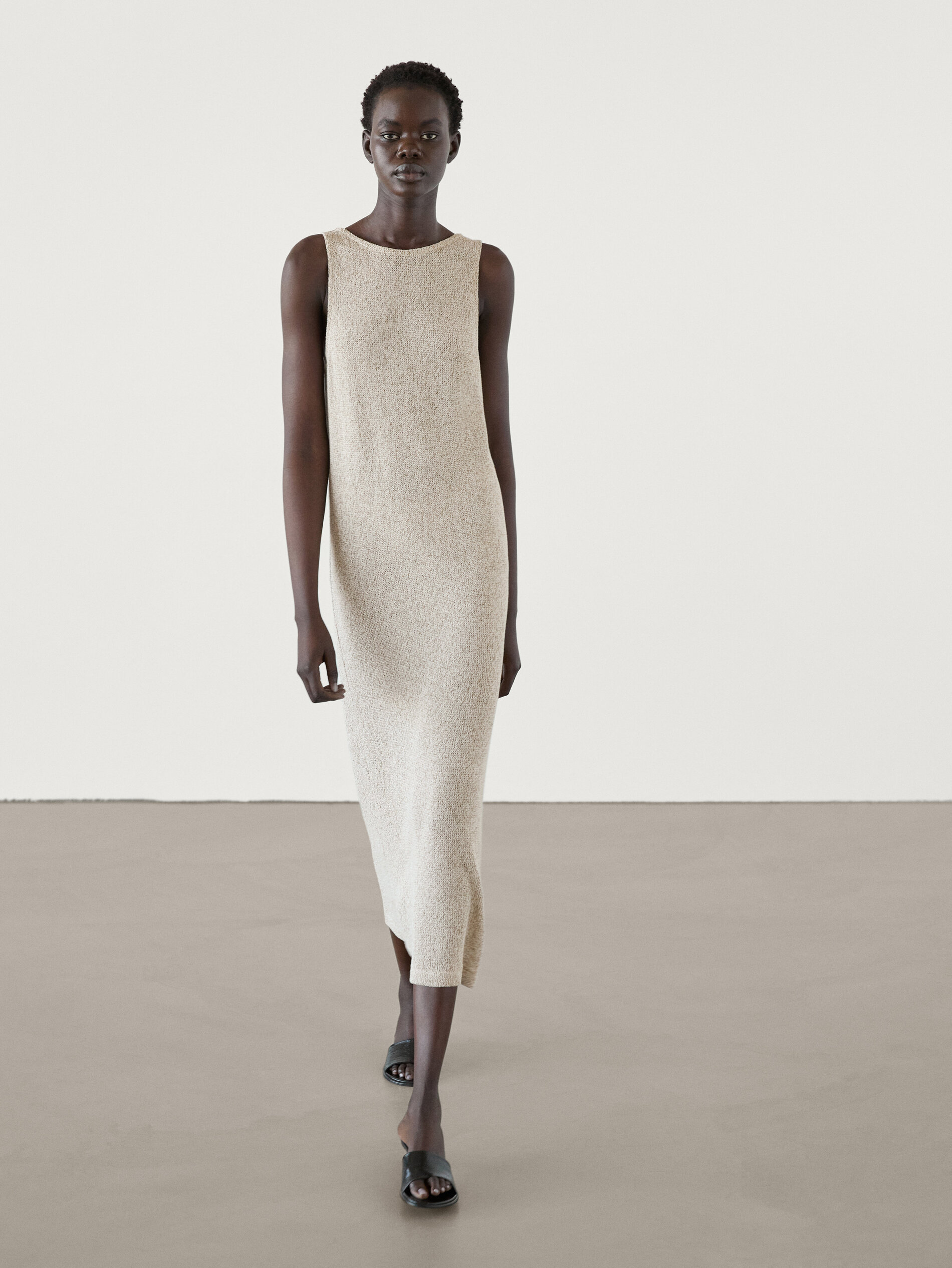 100% cotton twisted yarn knit midi dress · Greenish · Smart / Dresses And  Jumpsuits | Massimo Dutti