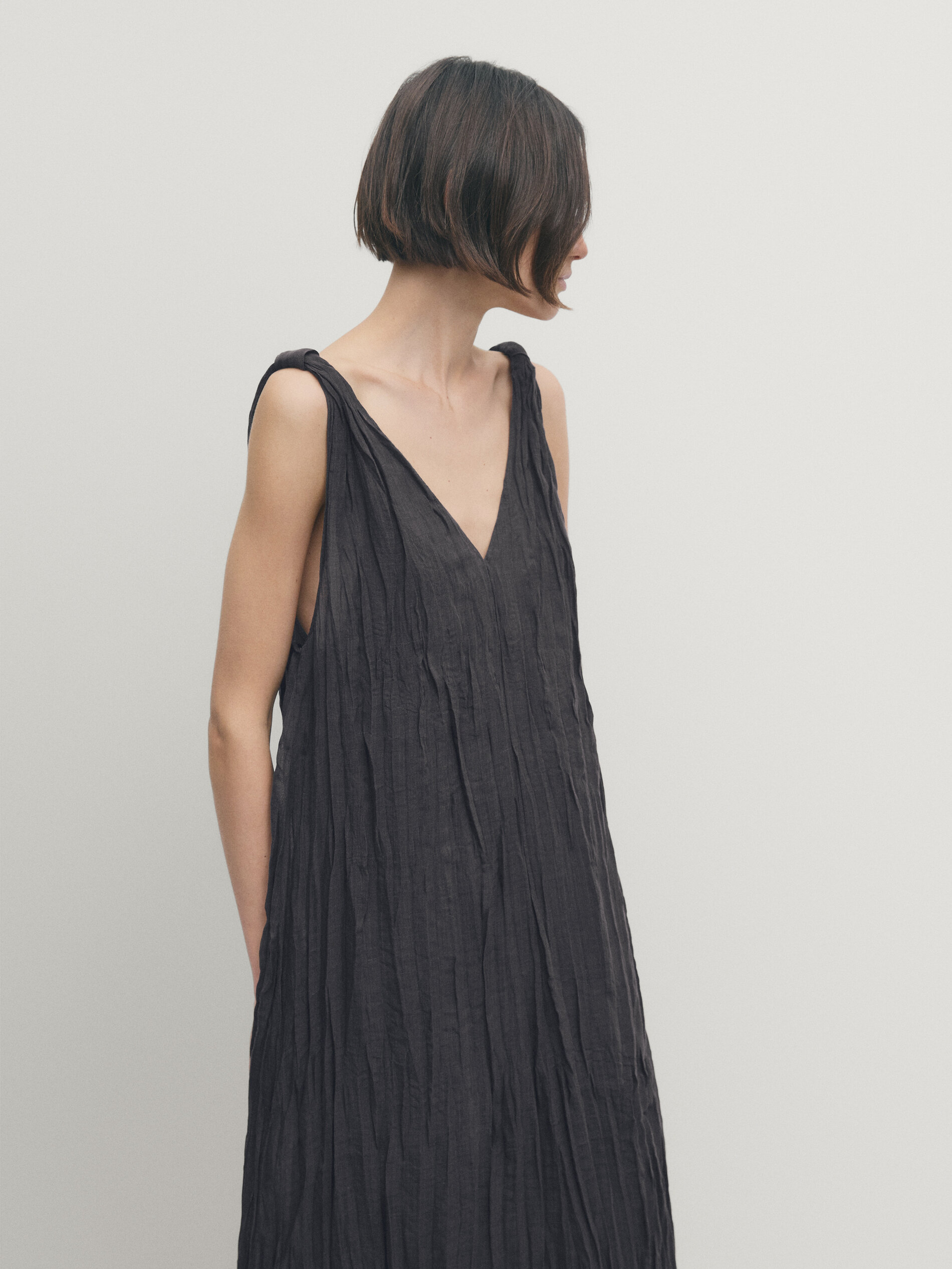 Vestido fashion plisado massimo dutti