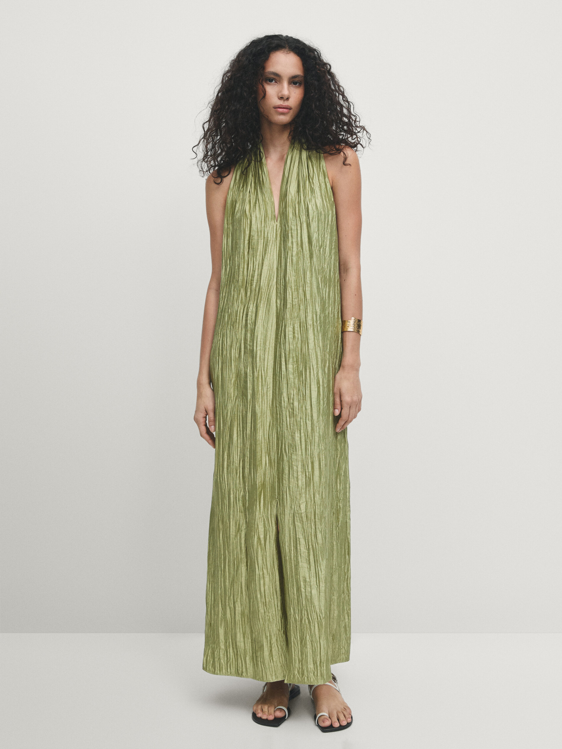 Trendy Green Dresses for Women Massimo Dutti