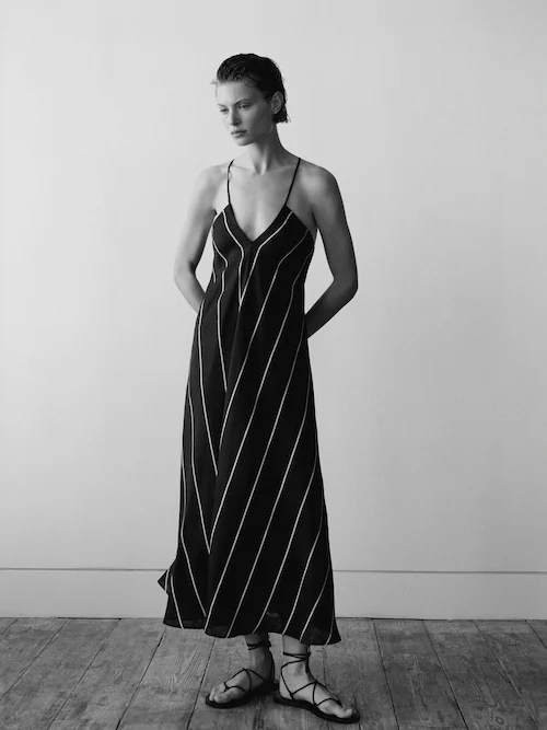 100% linen striped dress