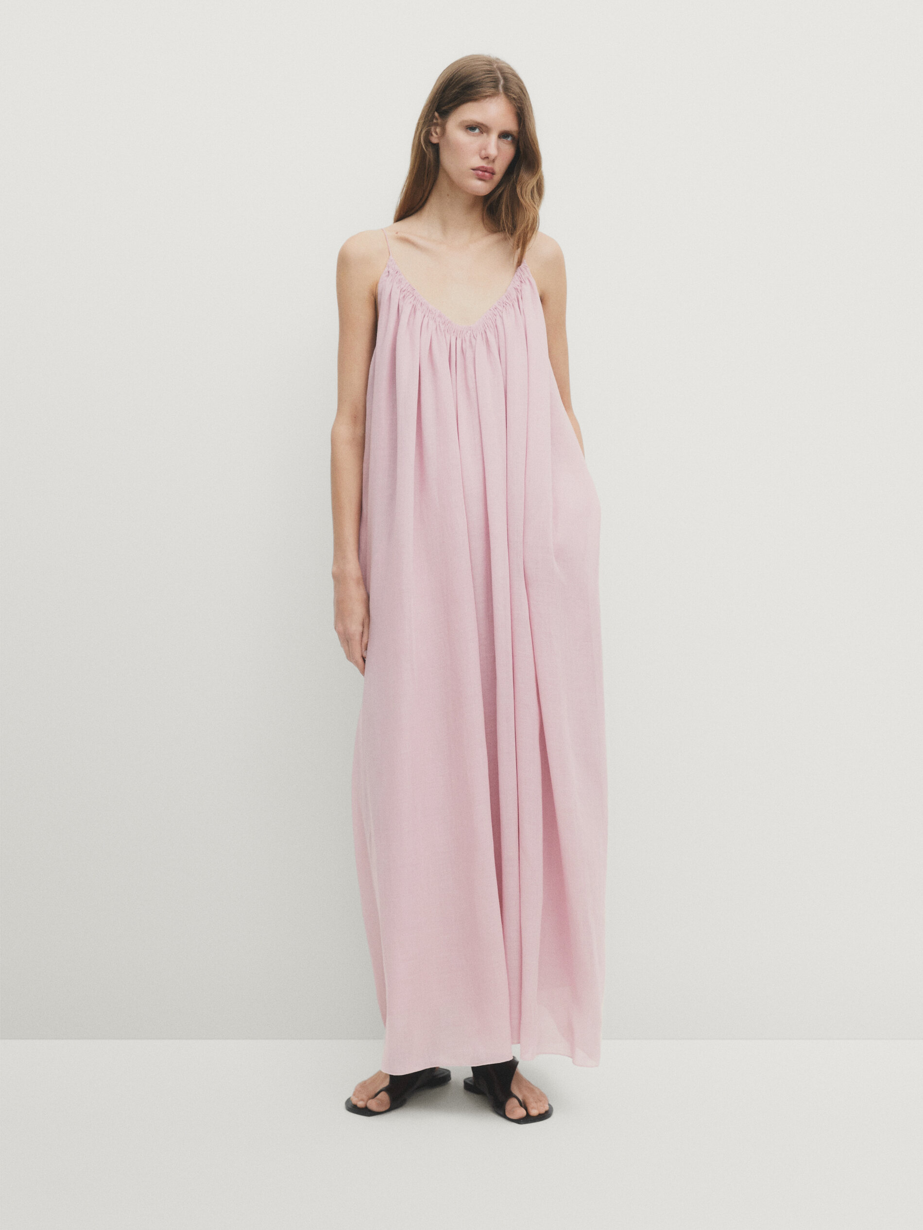 Robe longue froncée · Rose · Habillé / Robes Et Combinaisons Massimo