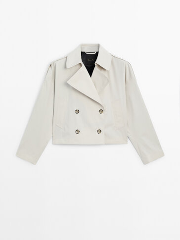 Womens Lapel Zipper Short Cotton Coat