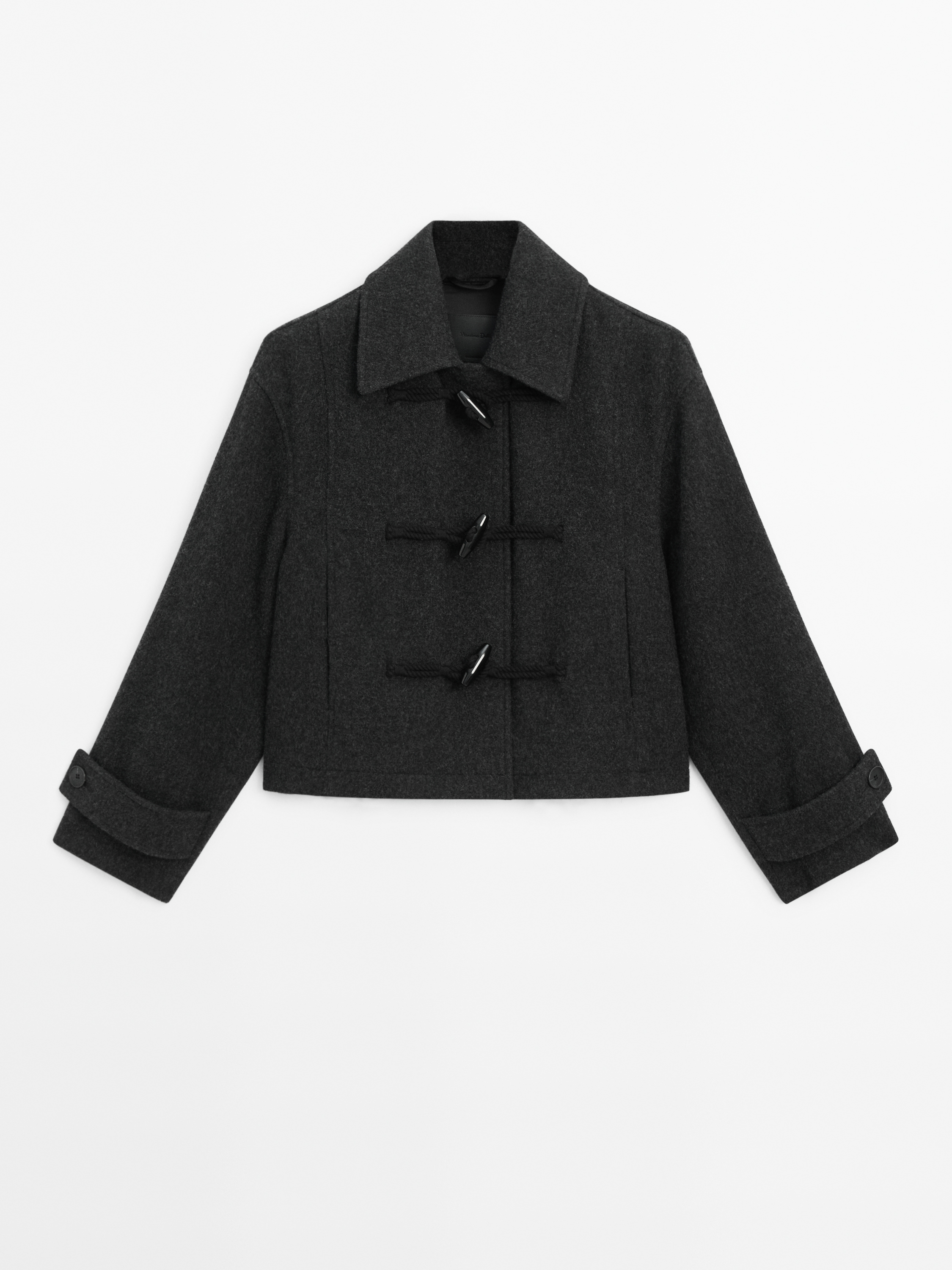 Wool blend short coat with buttons_4