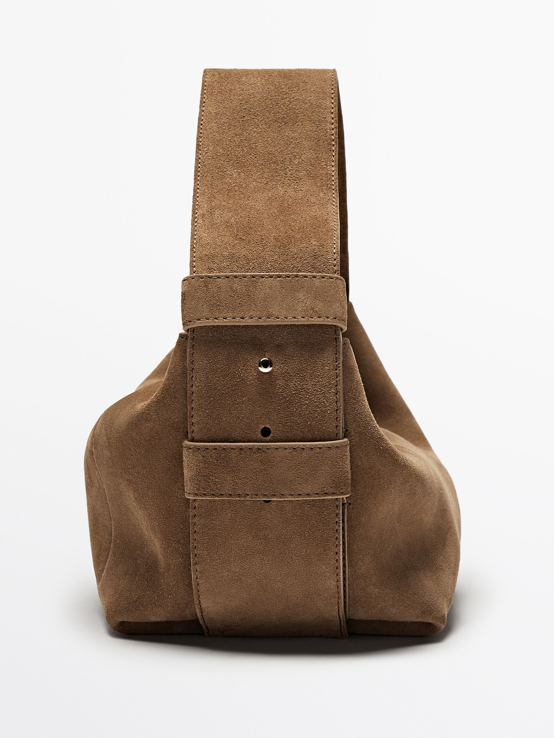 Split suede leather shoulder bag · Beige, Brown · Accessories | Massimo  Dutti