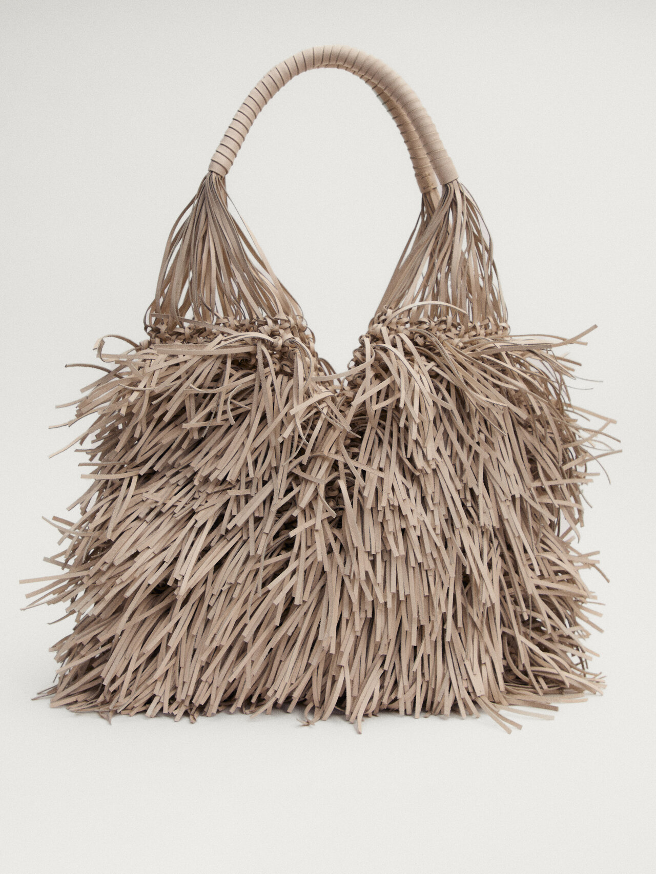 Nappa leather bag with fringe detail