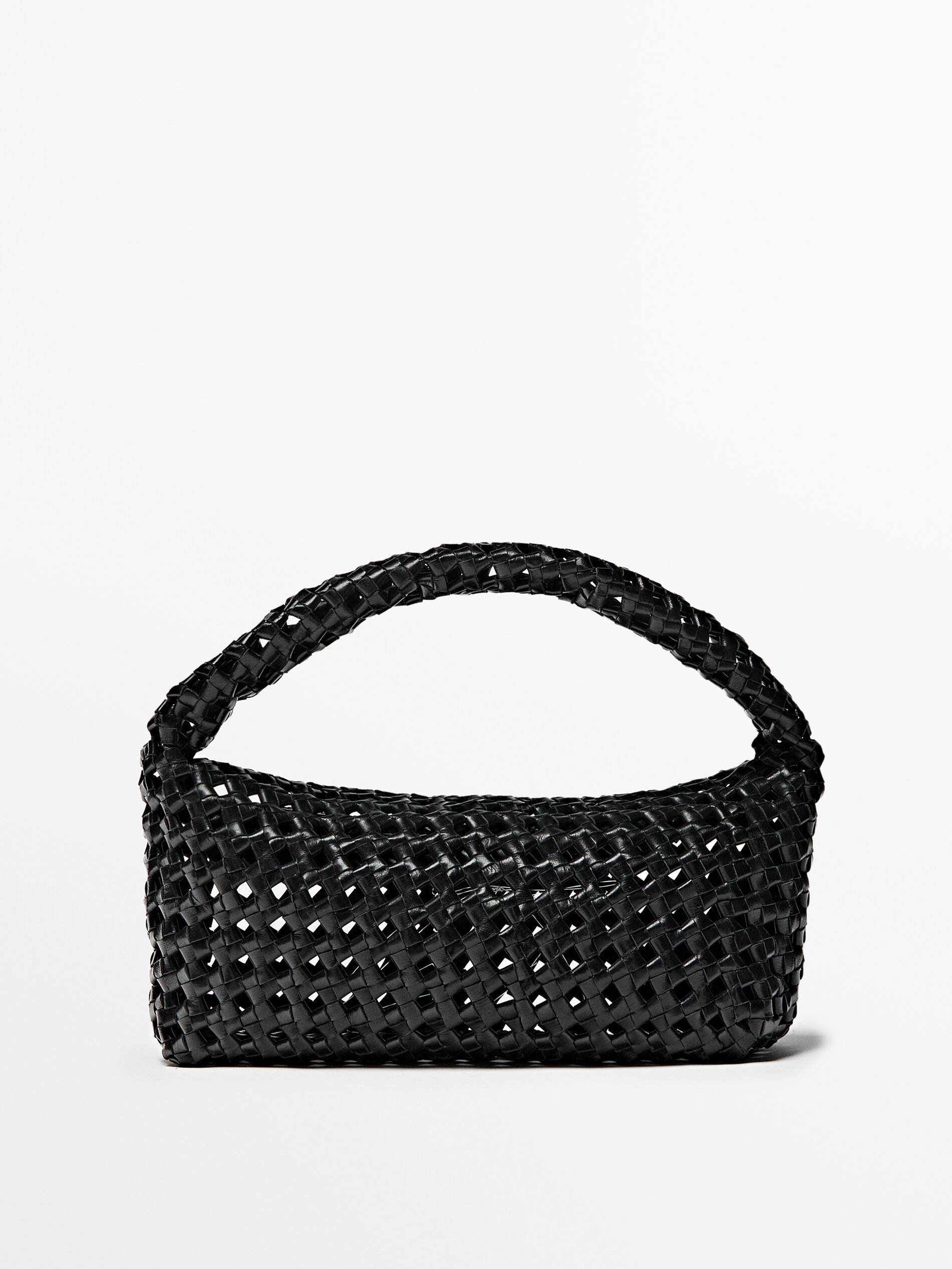 Woven nappa leather medium bag · Black · Accessories | Massimo Dutti