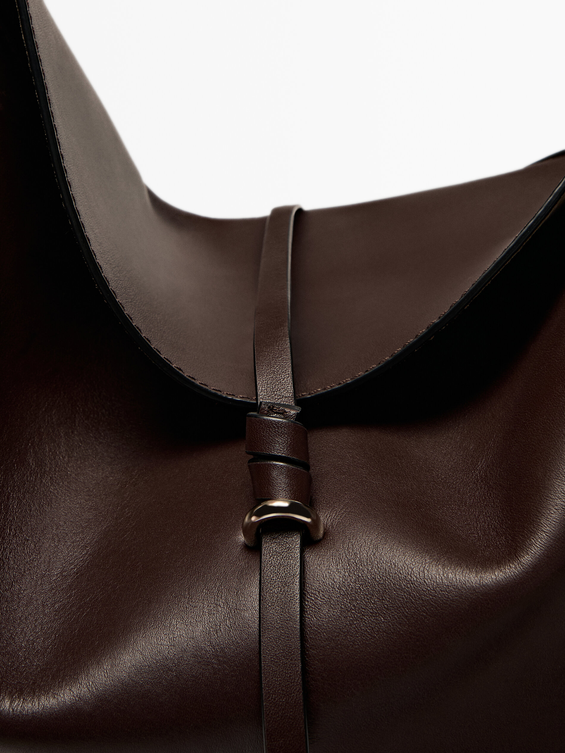 Nappa leather half moon bag · Brown, White · Accessories | Massimo 