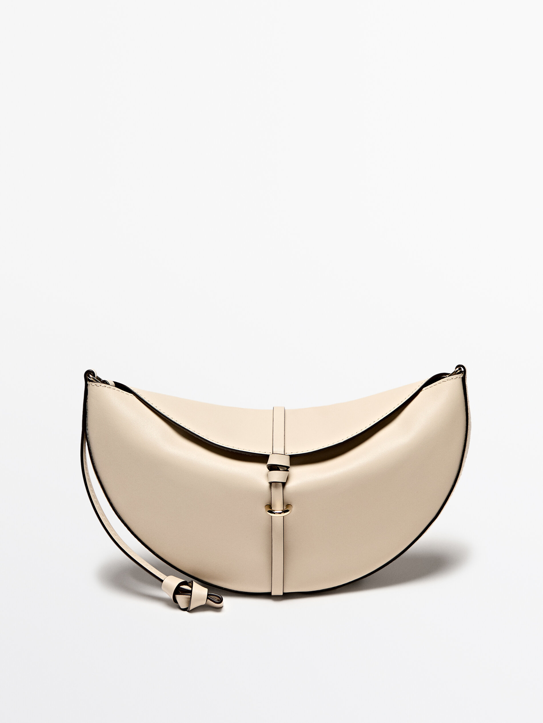 Nappa half-moon mini bag · White, Black · Accessories | Massimo Dutti