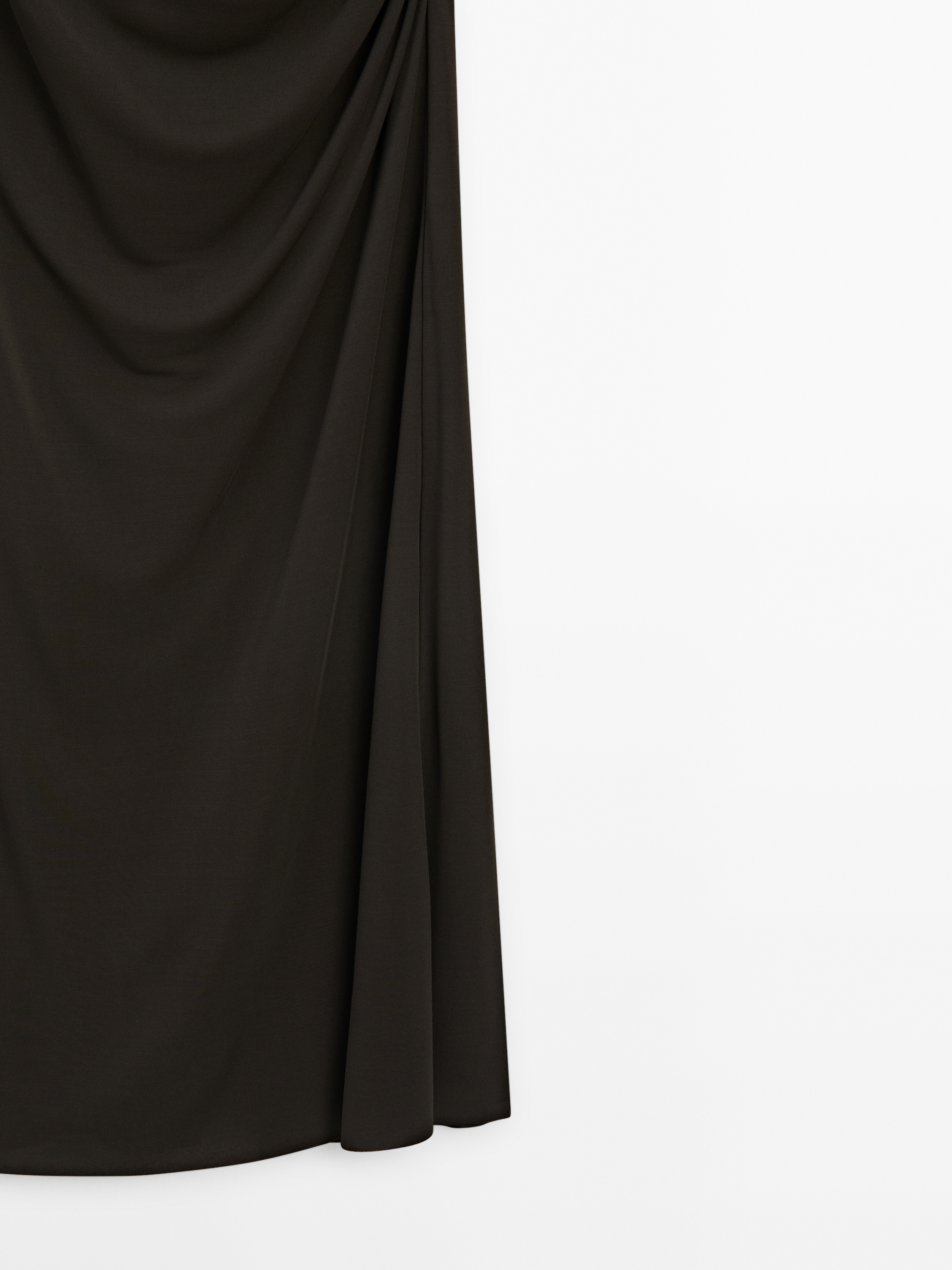 Yırtmaç detaylı drape midi elbise - Studio_3