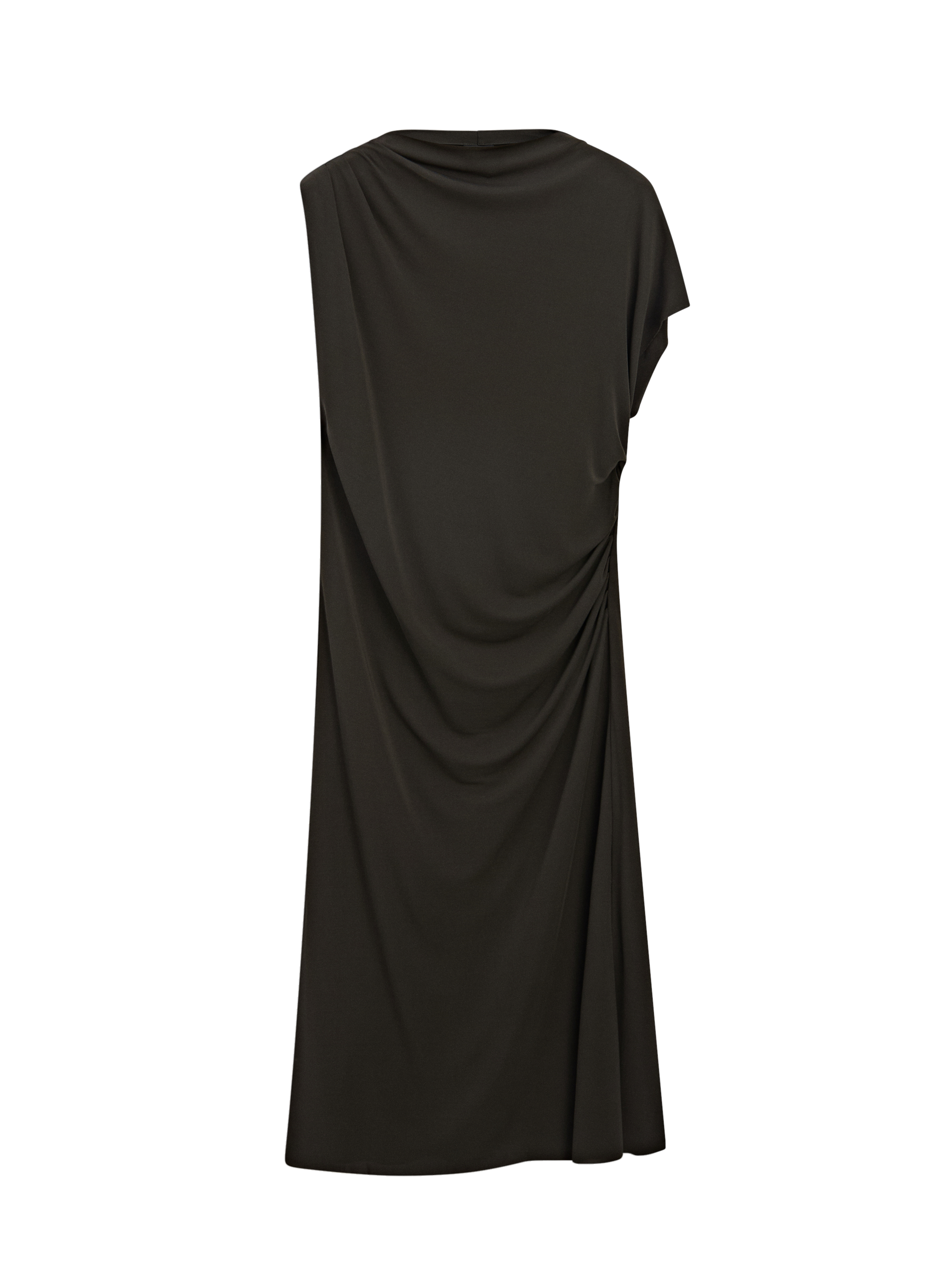 Yırtmaç detaylı drape midi elbise - Studio_7