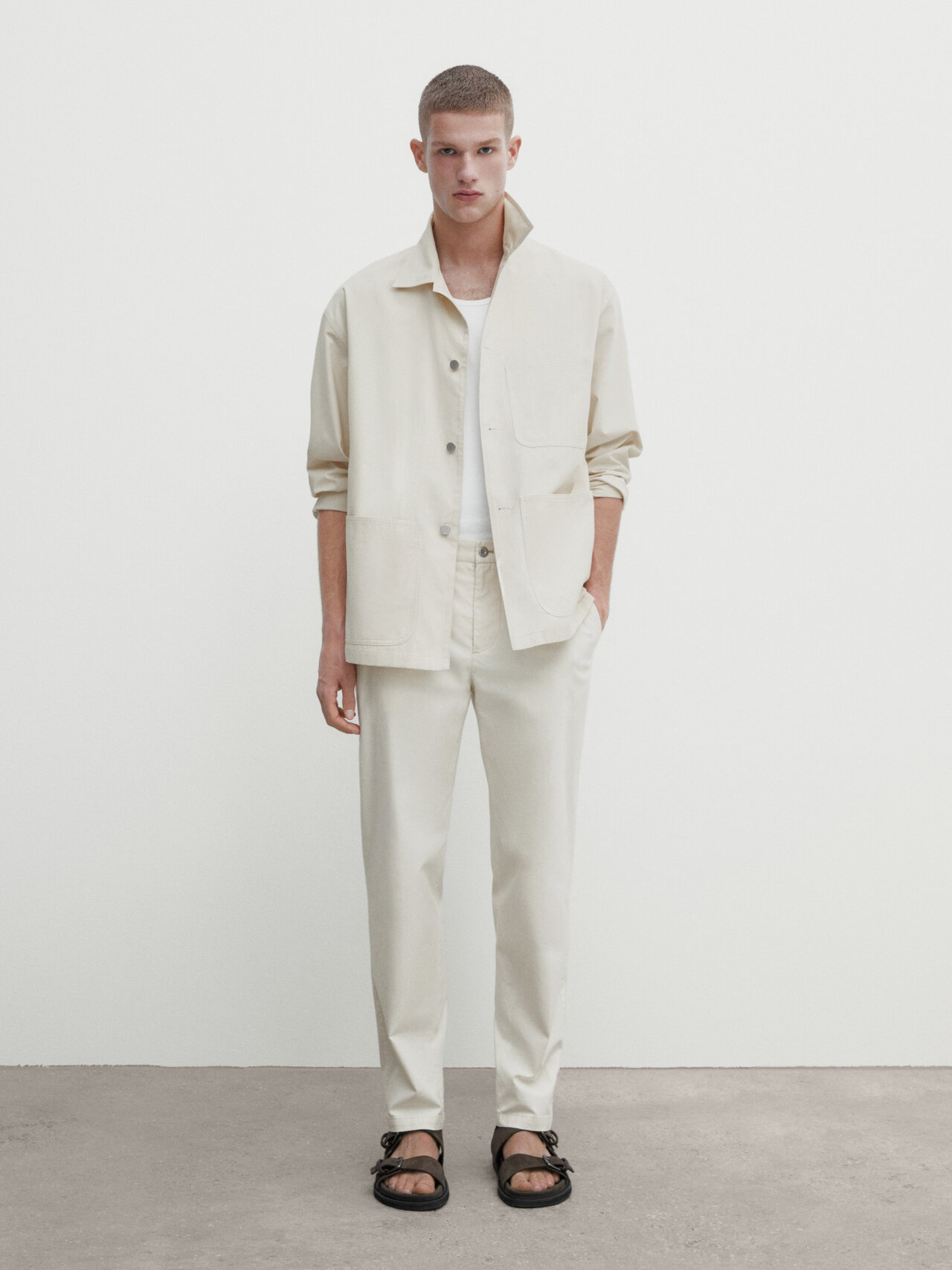 Relaxed-fit twill trousers