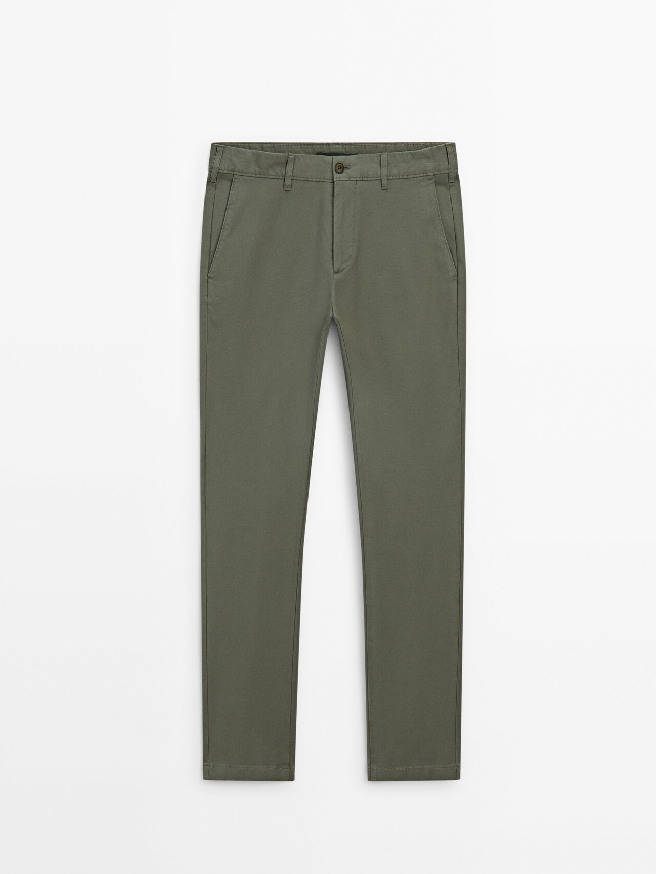 Shop Massimo Dutti Slim-fit-hose Aus Micro-canvas In Grün