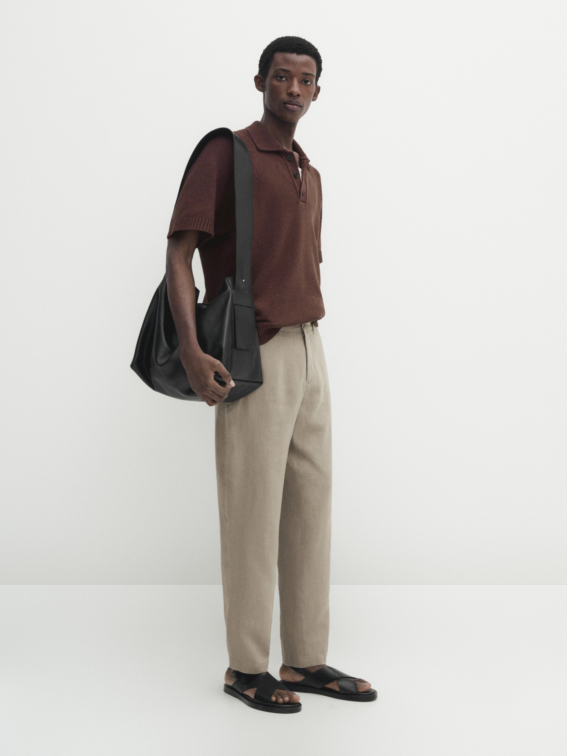 100% linnen broek met toelopende pijpen - Massimo Dutti Netherlands
