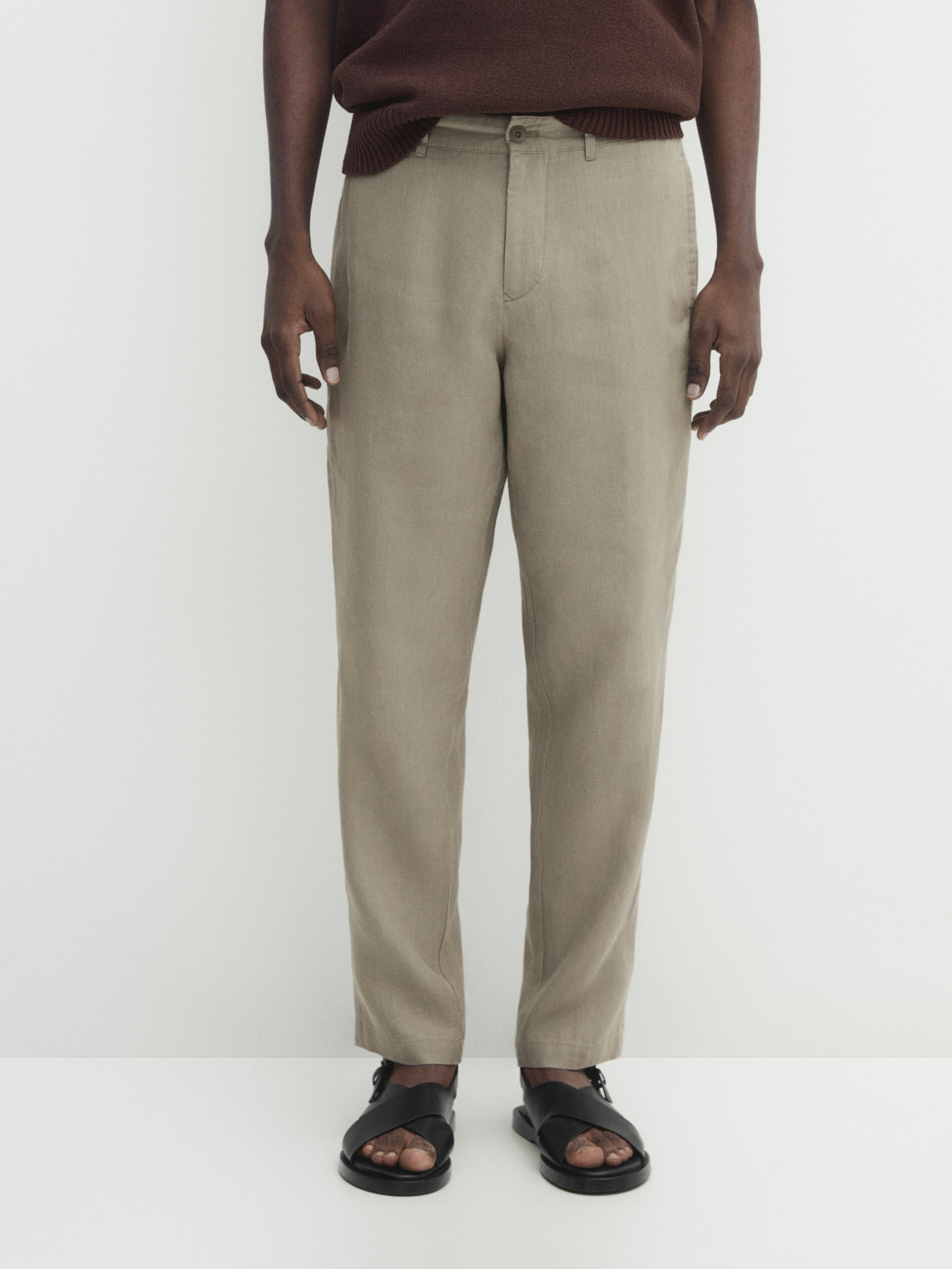 100% linen tapered fit trousers · Sand, Green, Navy Blue · Dressy | Massimo  Dutti