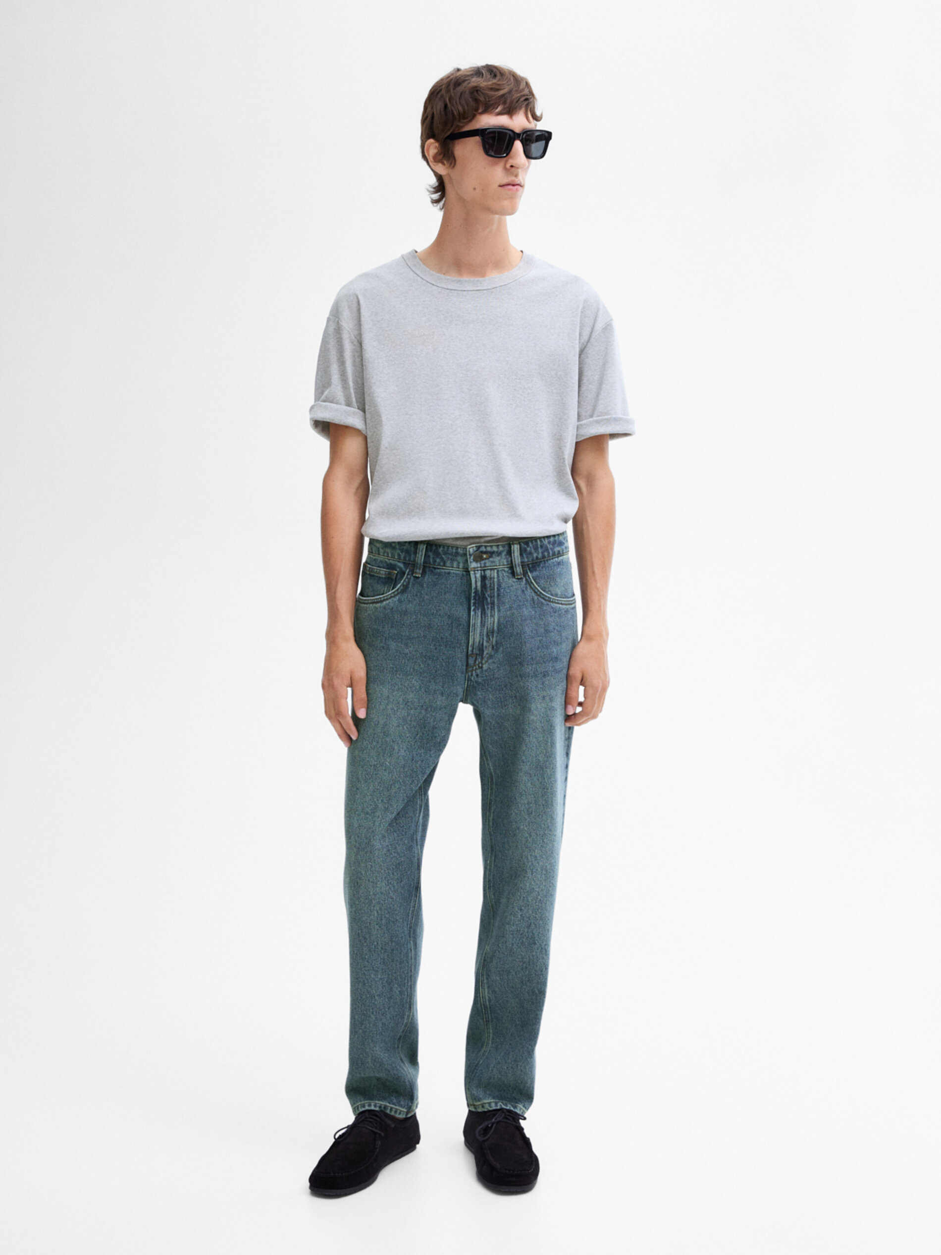 100% cotton tapered fit jeans · Indigo · Dressy | Massimo Dutti