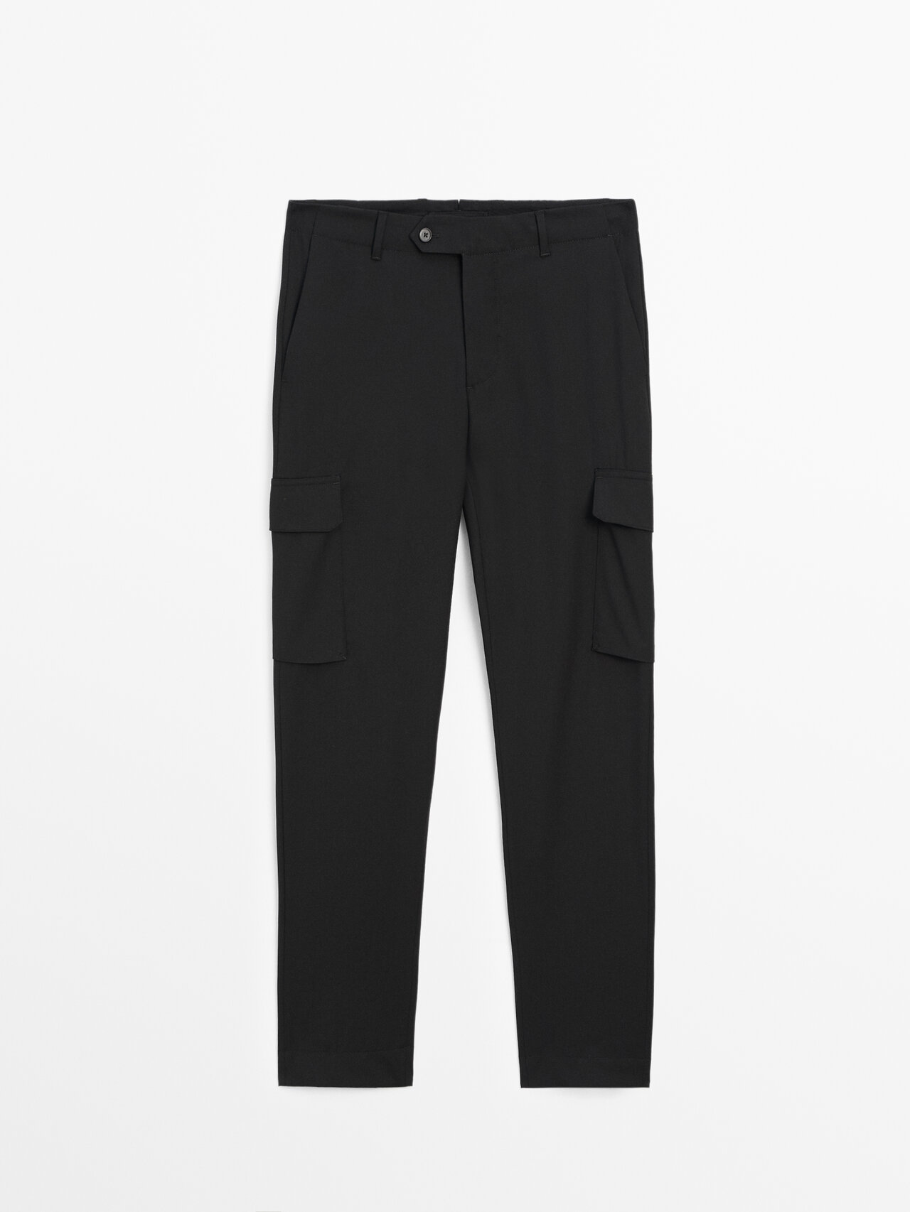 Shop Massimo Dutti Cargohose Aus Reiner Wolle In Schwarz