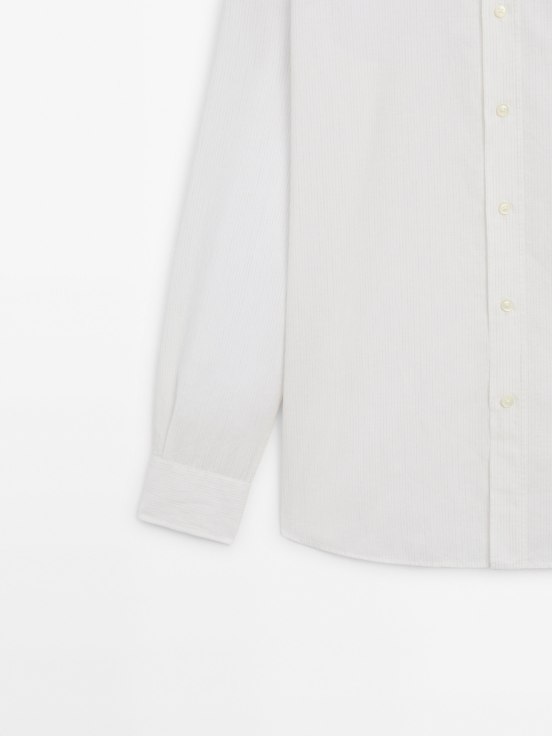Camisa rayas regular fit con algodón y lino
