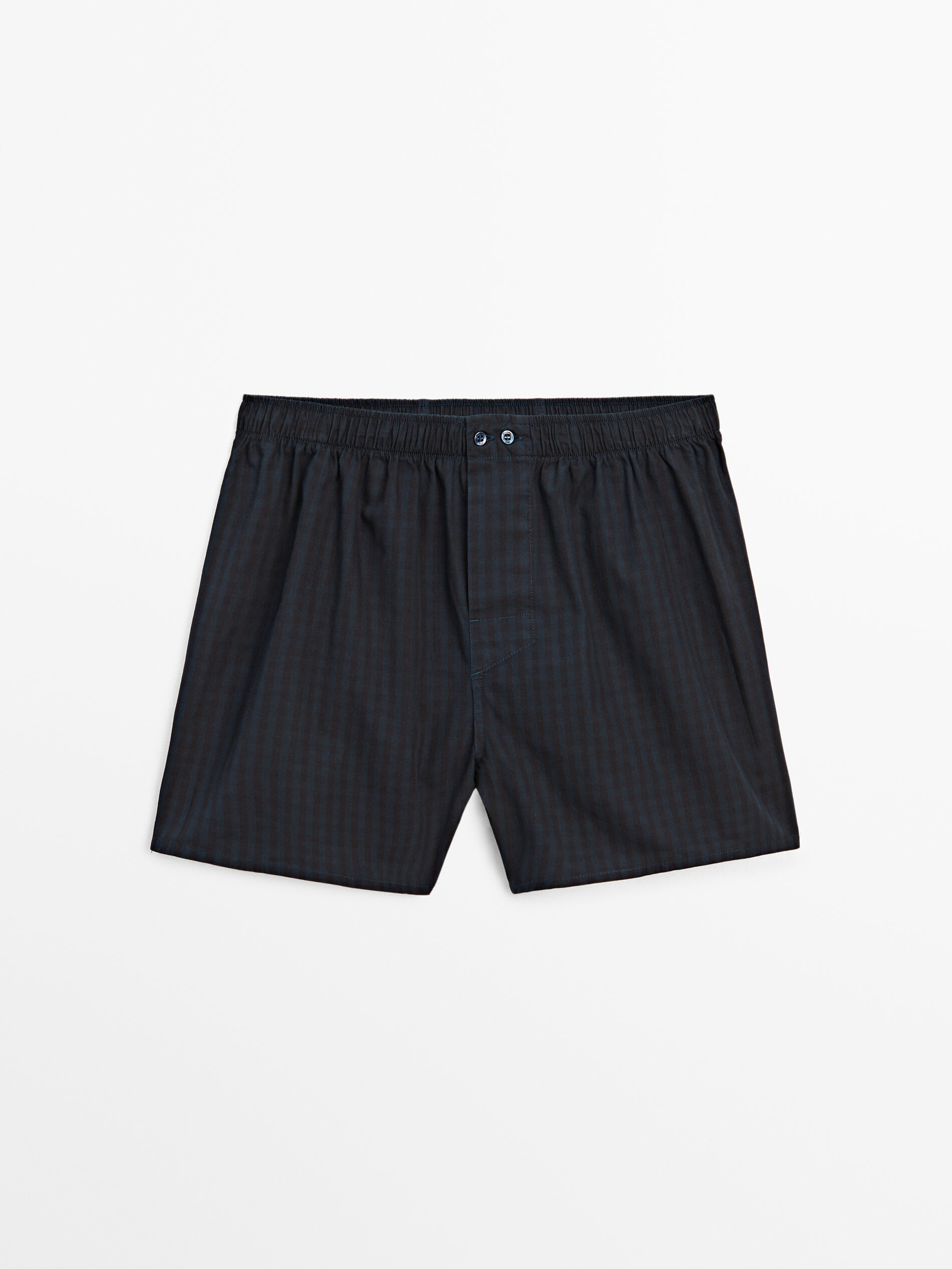 Navy blue check poplin boxers · Navy Blue · Homewear Massimo Dutti
